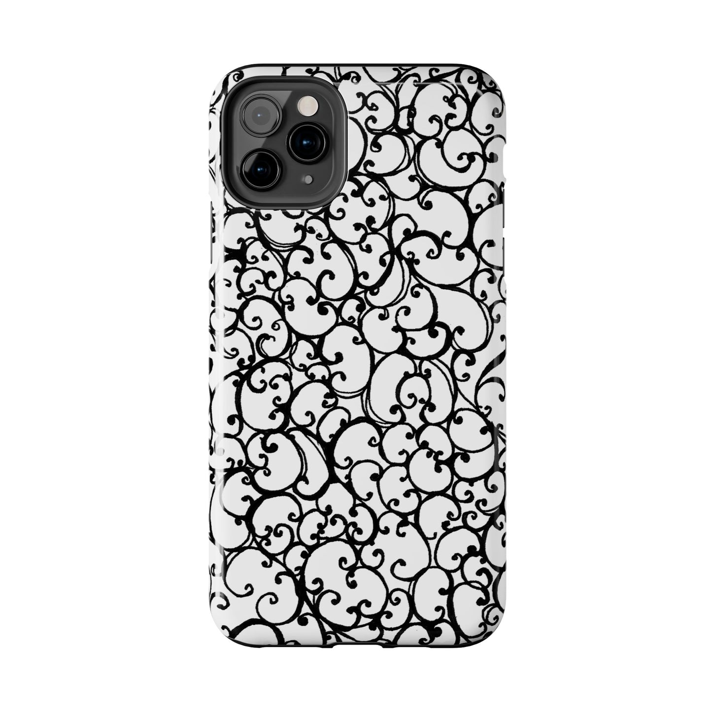 Scrollie White / Black Phone Case