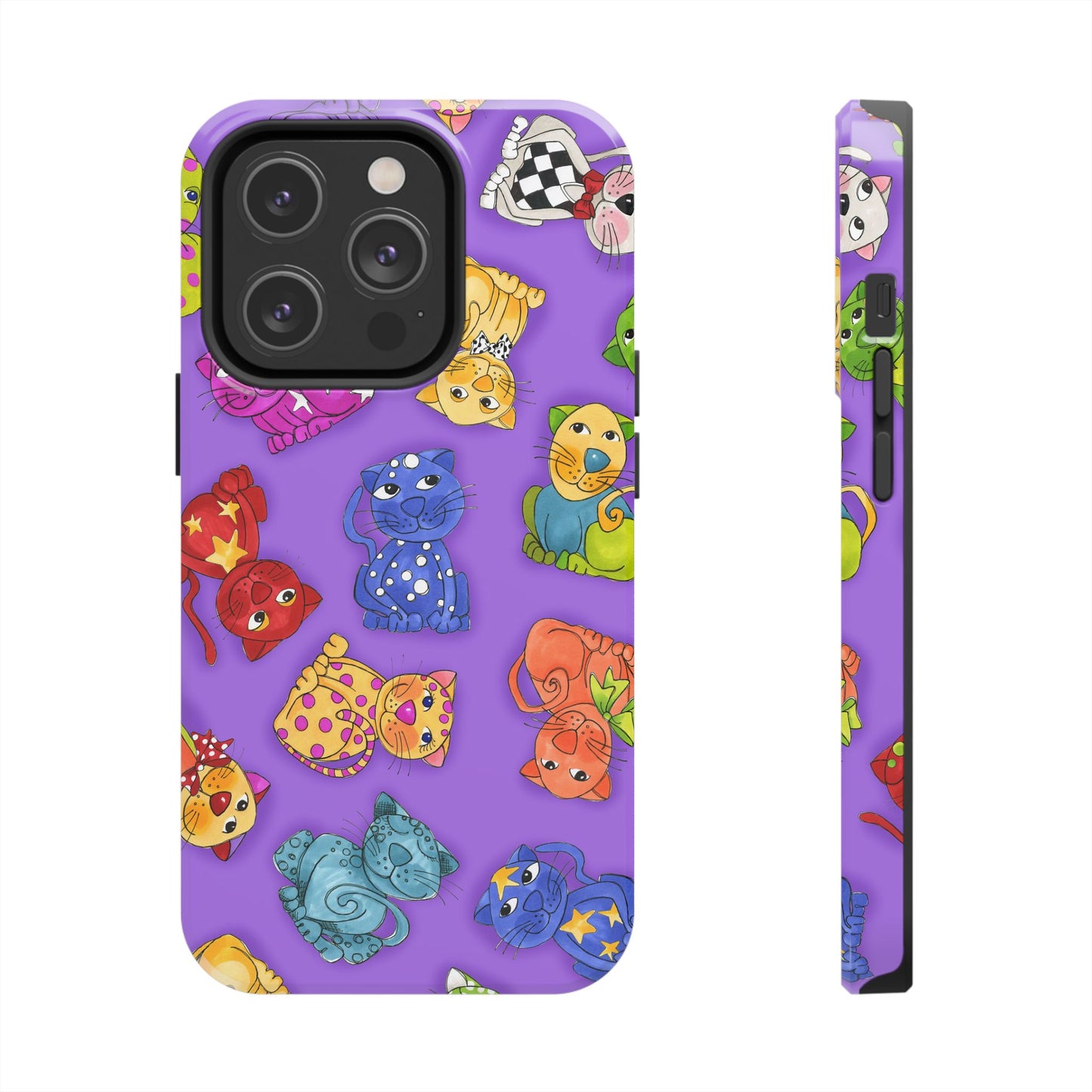 Tossed Happy Cats Purple Phone Case
