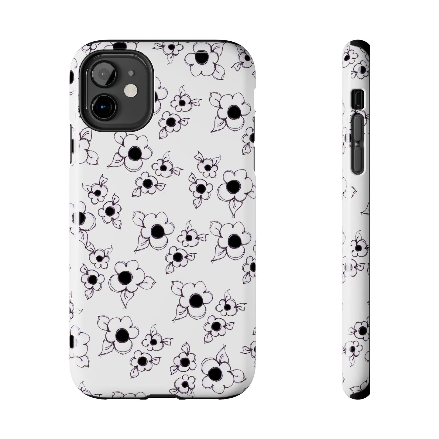 Daisy Cluster White / Black Phone Case