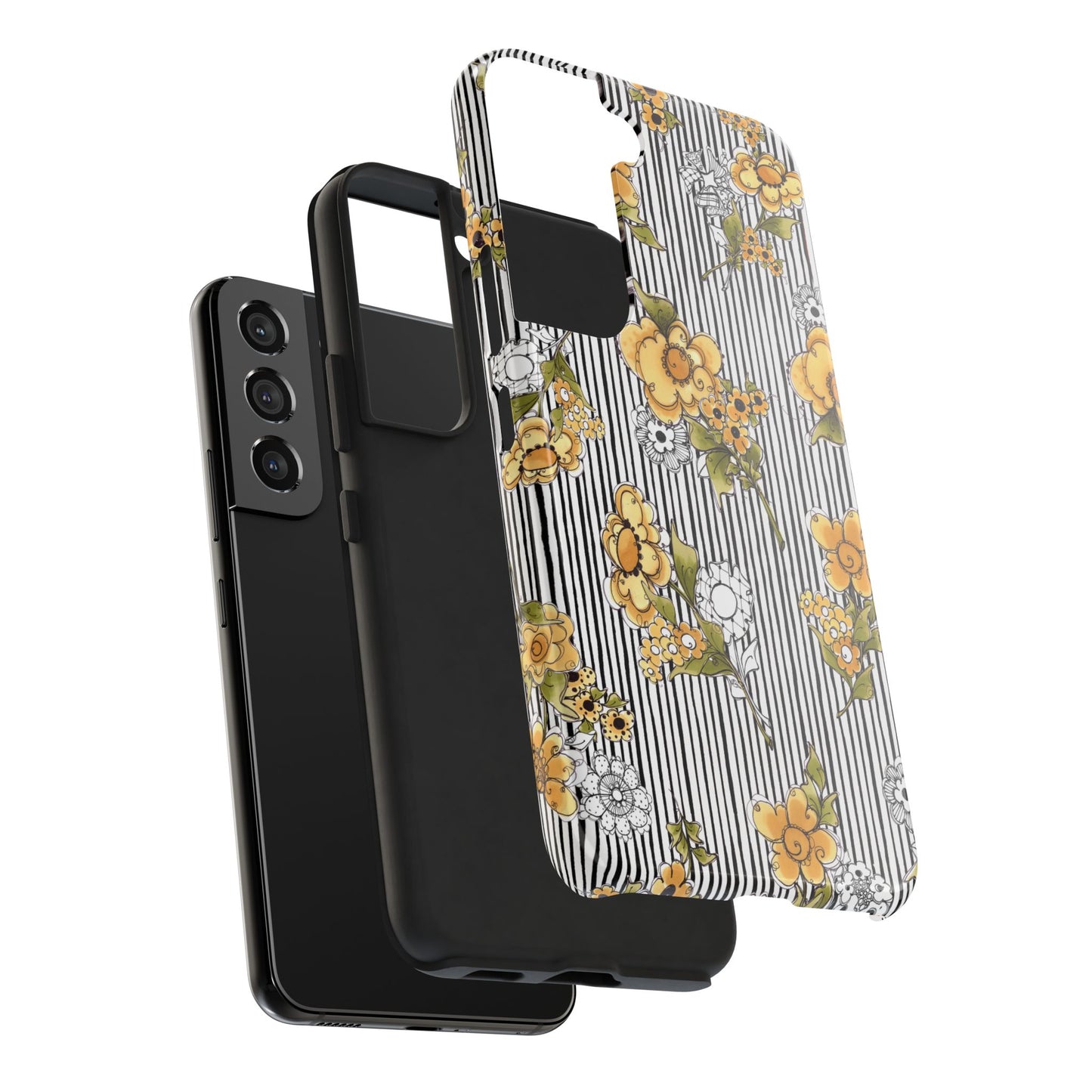 Bee Floral White / Black Phone Case