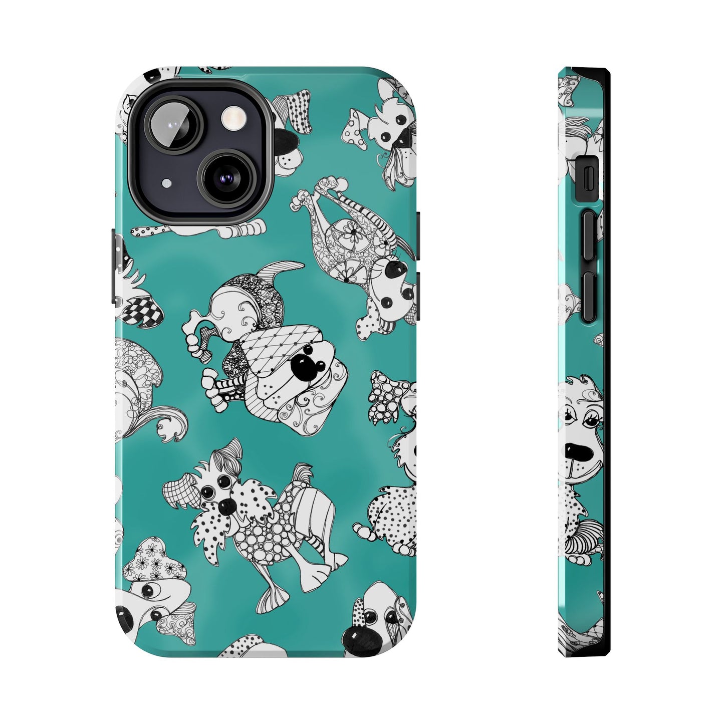 Doodle Dogs Turquoise Phone Case