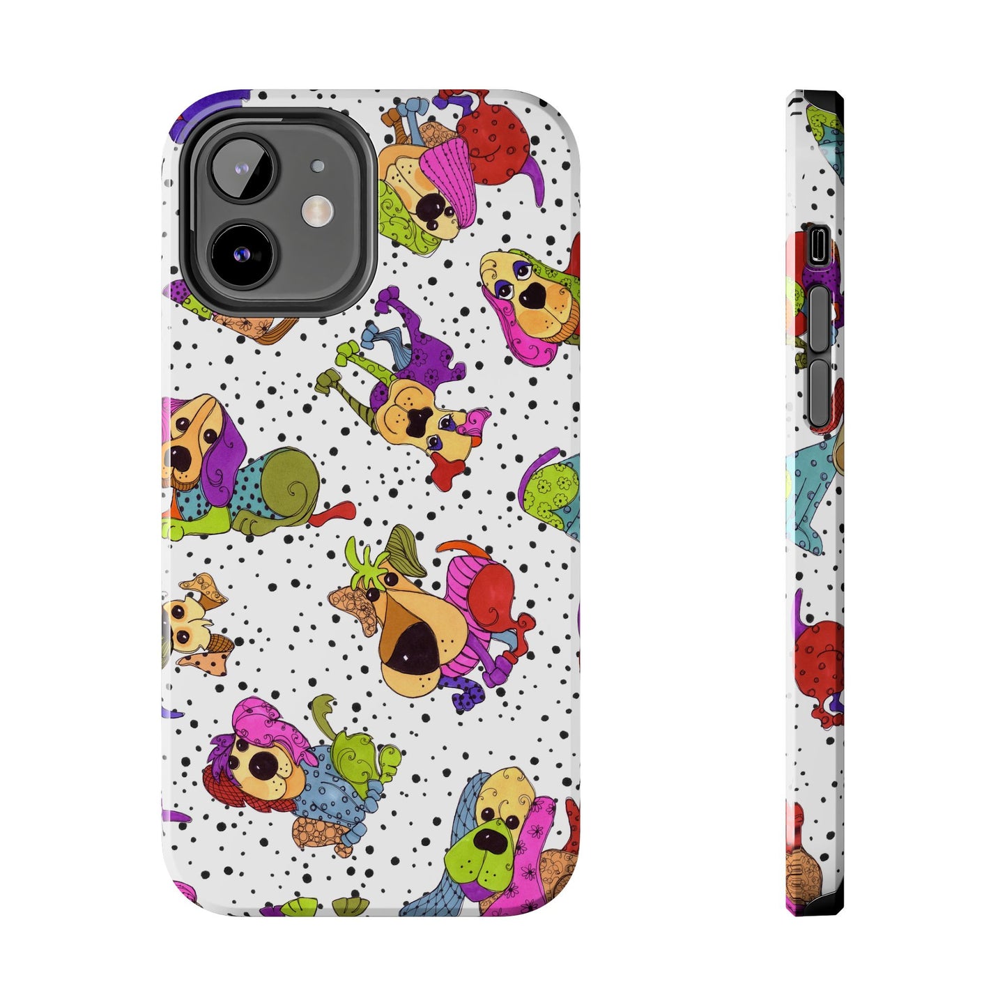 Tossed Happy Dogs White Phone Case
