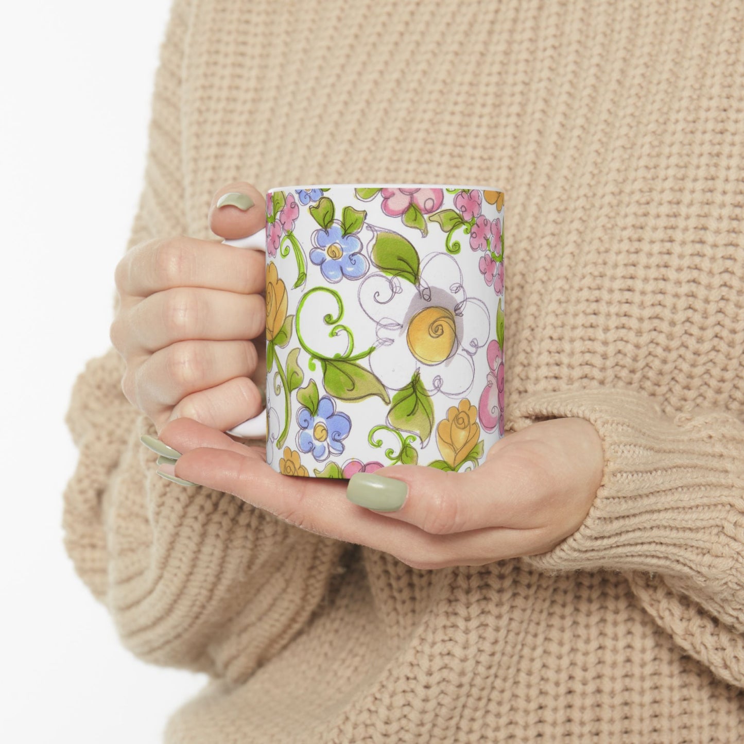 Flower Frolic White Cup