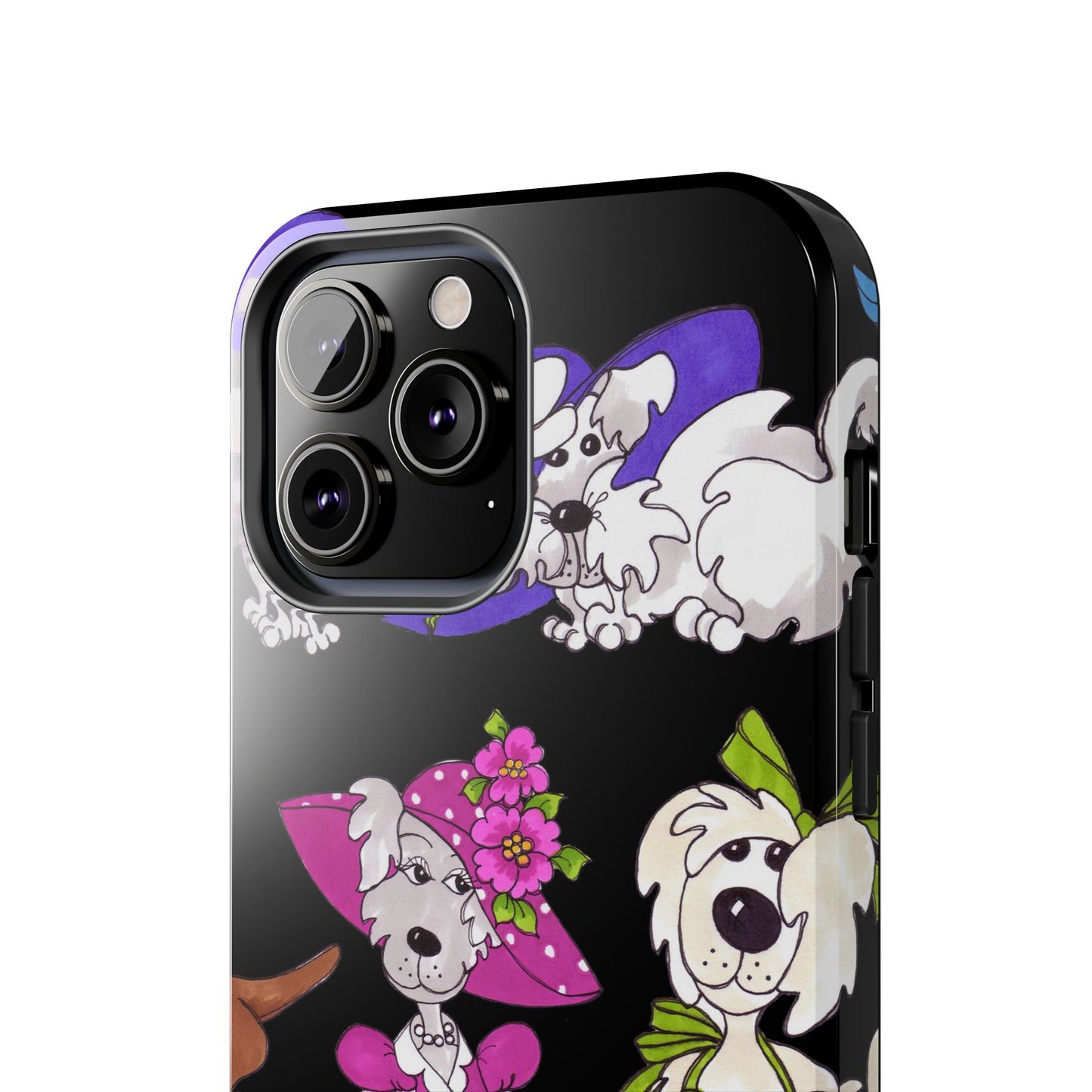 Fancy Dog Line Up Black Phone Case