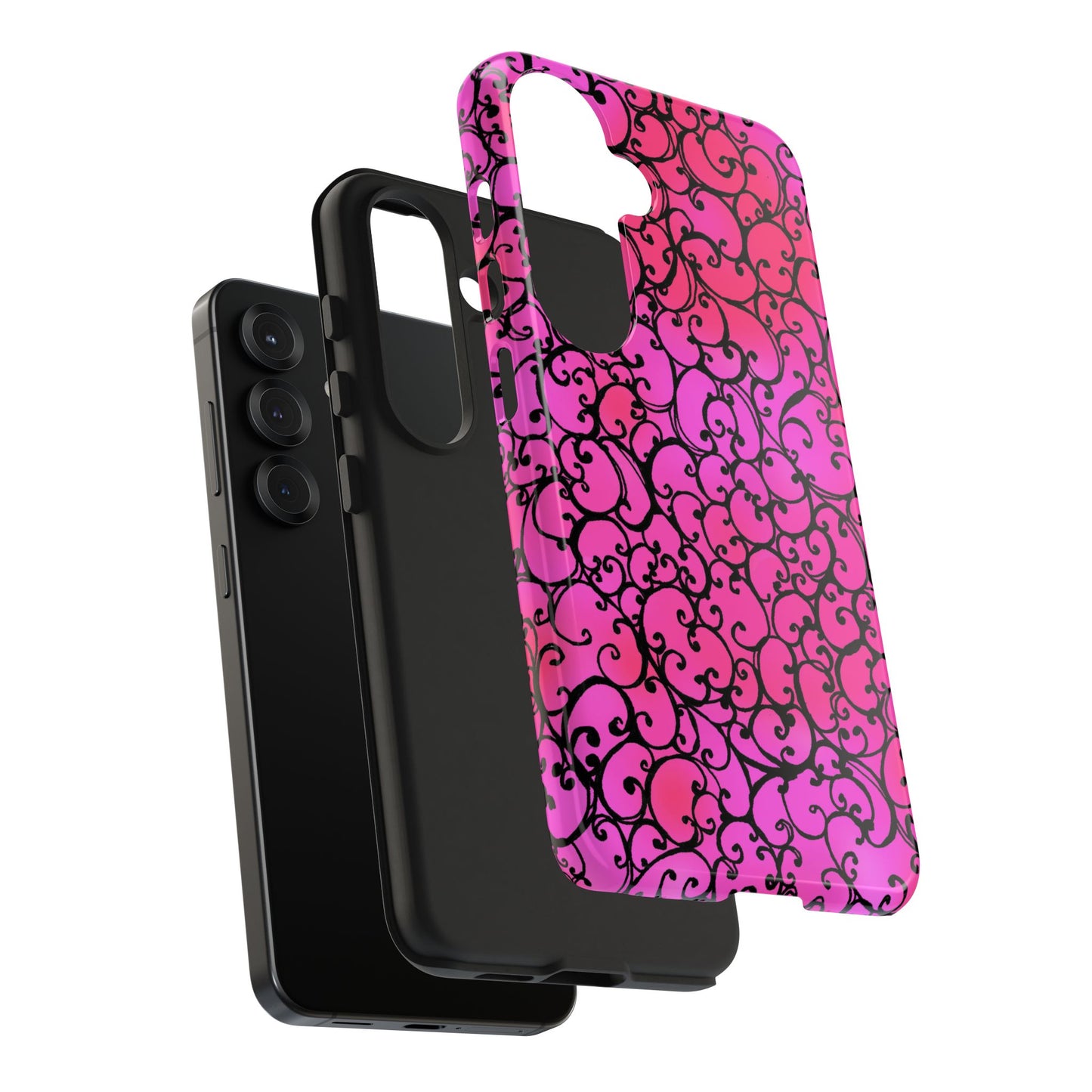 Scrollie Cerise / Black Phone Case