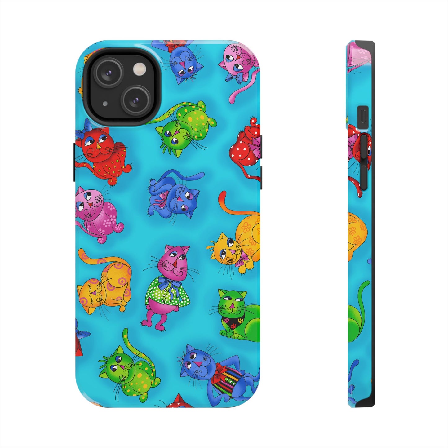 Tossed Cool Cats Turquoise Phone Case