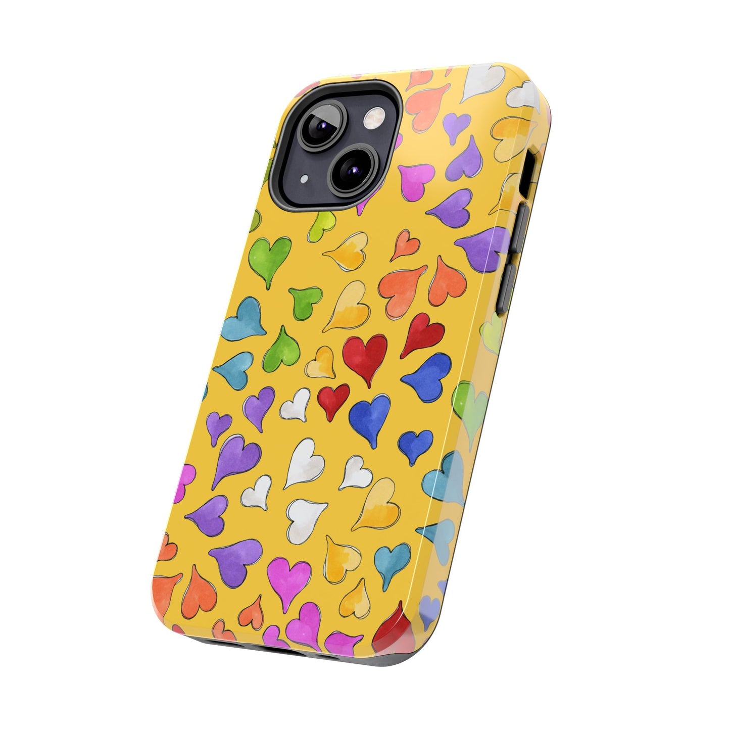 Happy Hearts Yellow Phone Case