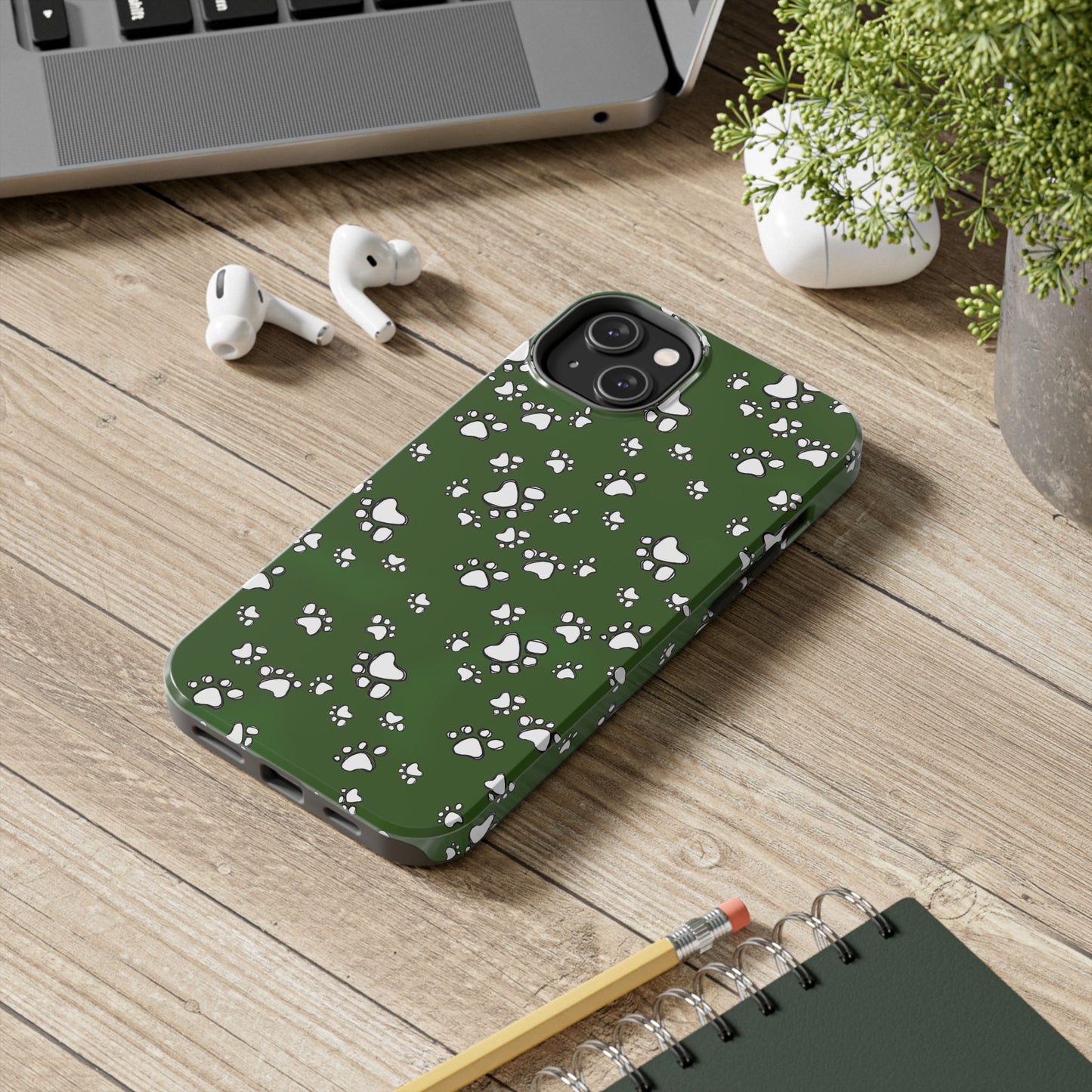 Paw Flakes Green Phone Case