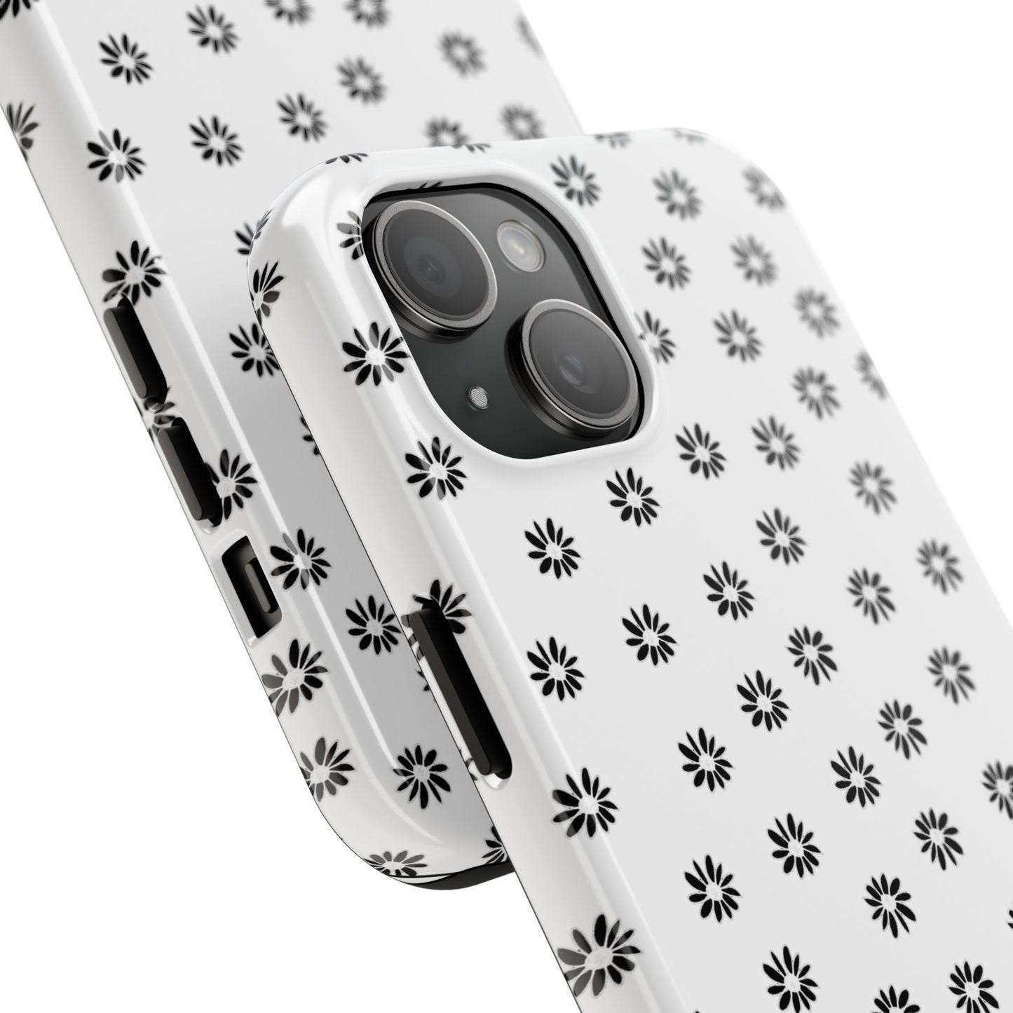 Daisy Dot White / Black Phone Case