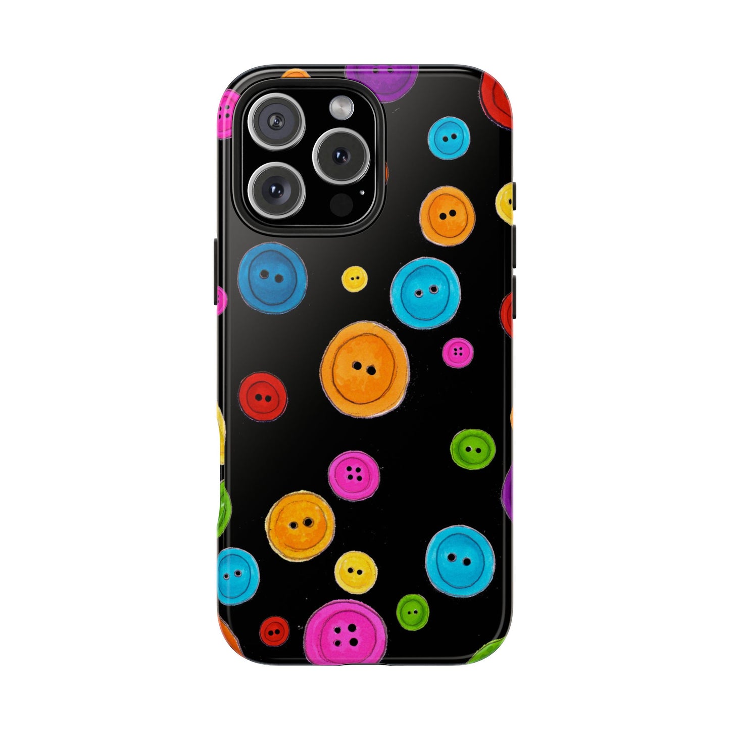 Button Dots Black Phone Case