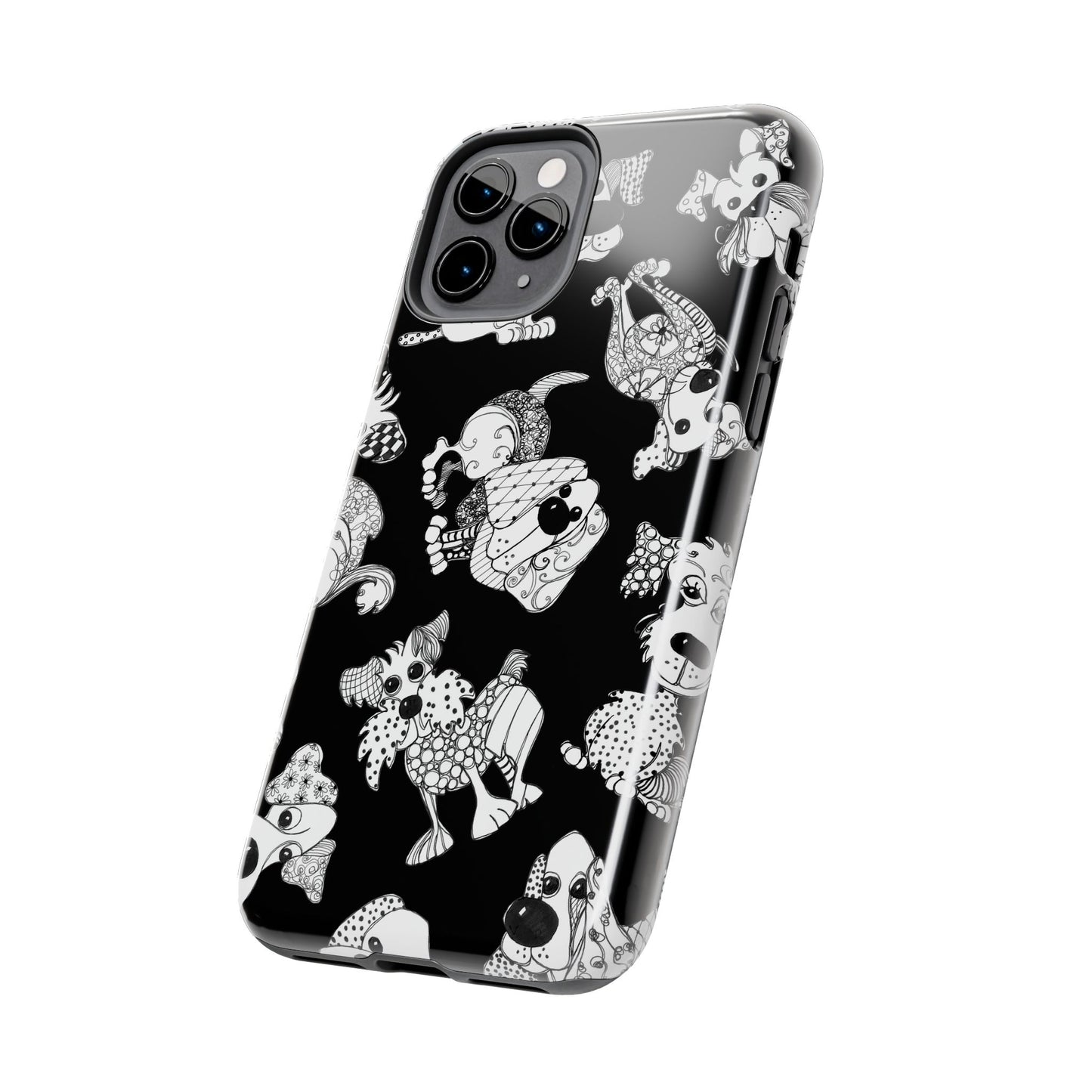 Doodle Dogs Black Phone Case