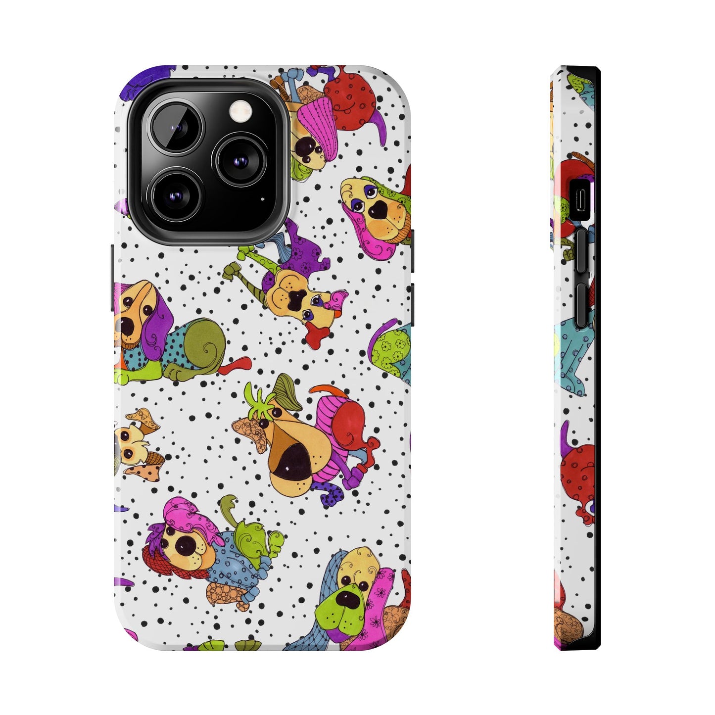 Tossed Happy Dogs White Phone Case