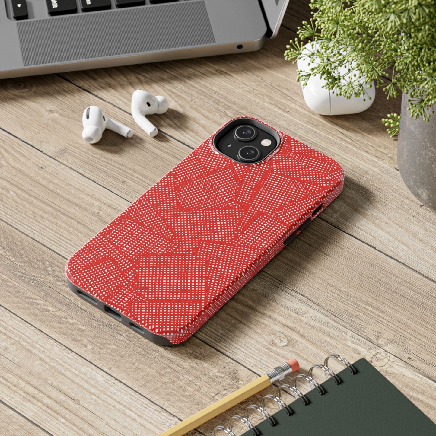 Check Patch Large Red Phone Case
