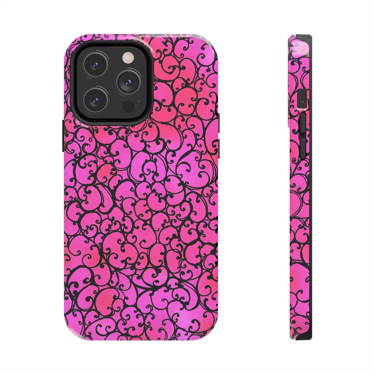 Scrollie Cerise / Black Phone Case