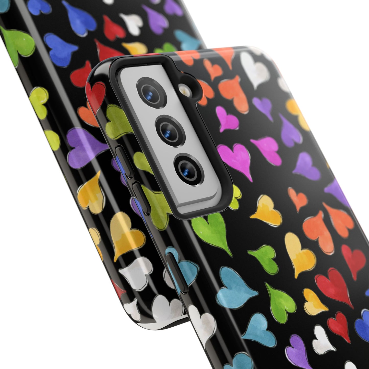 Happy Hearts Black Phone Case