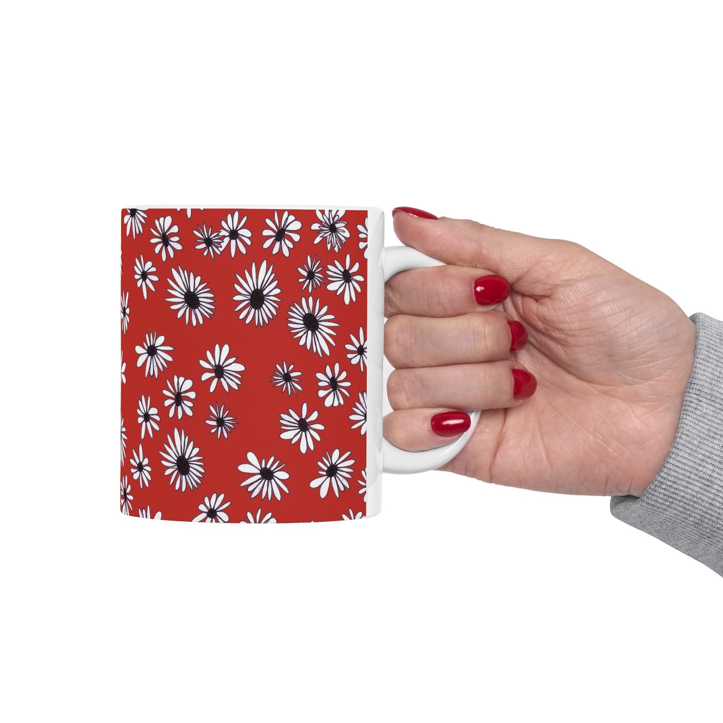 Random Daisy Red / White Cup