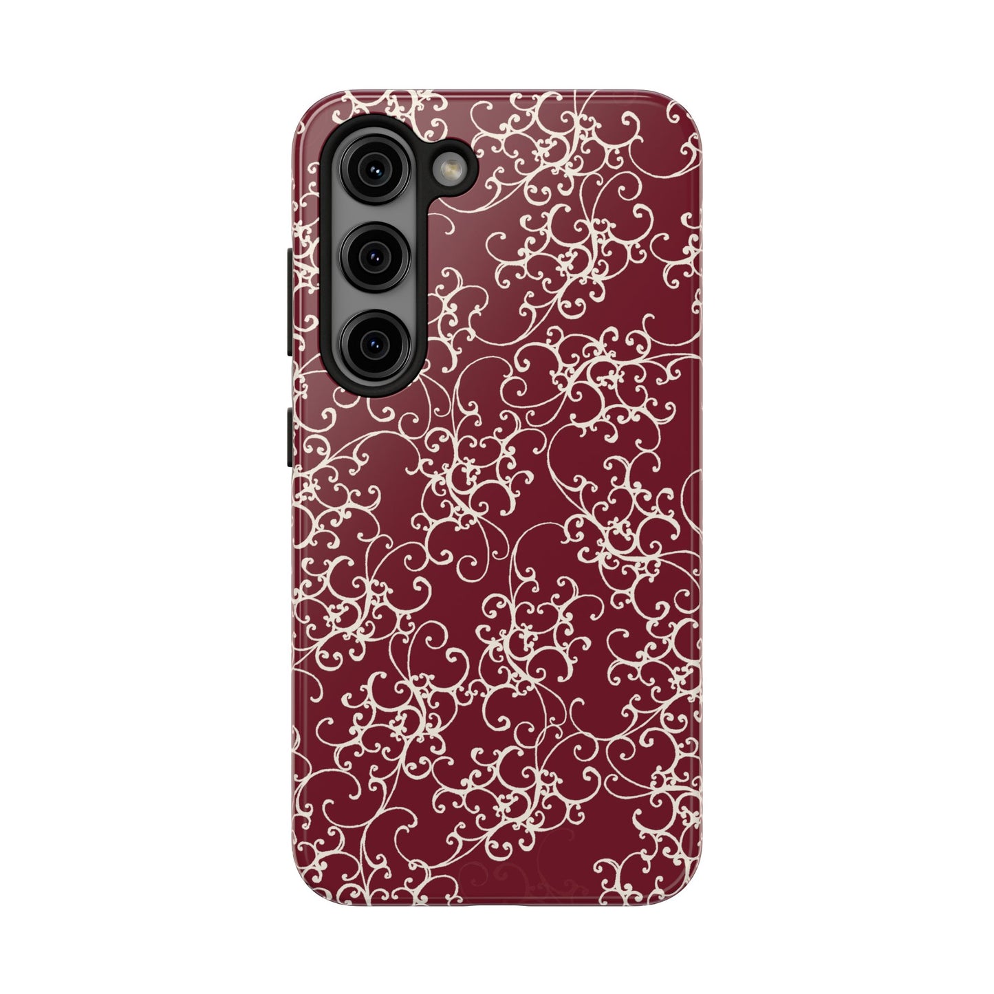 Elegant Scroll Red / Ivory Phone Case