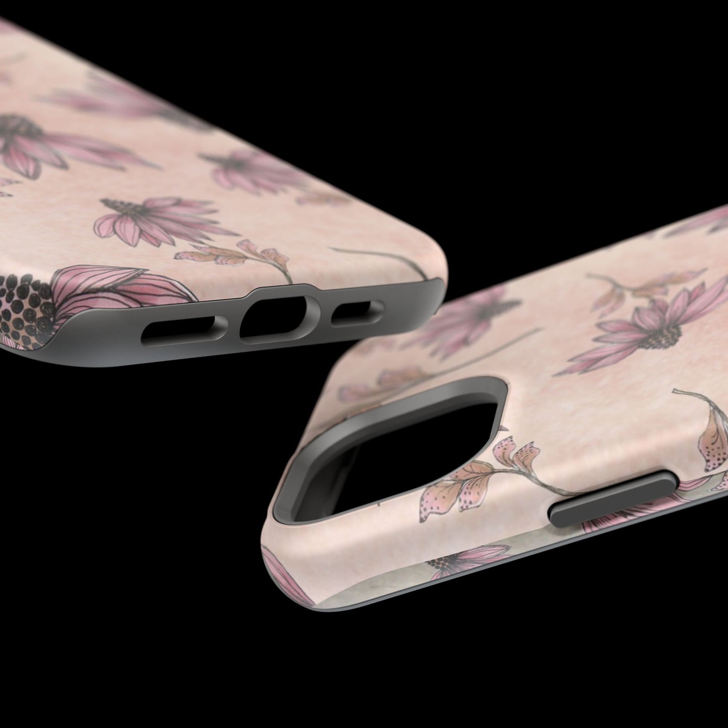 Wild Cone Flowers Pink Marble Phone Case