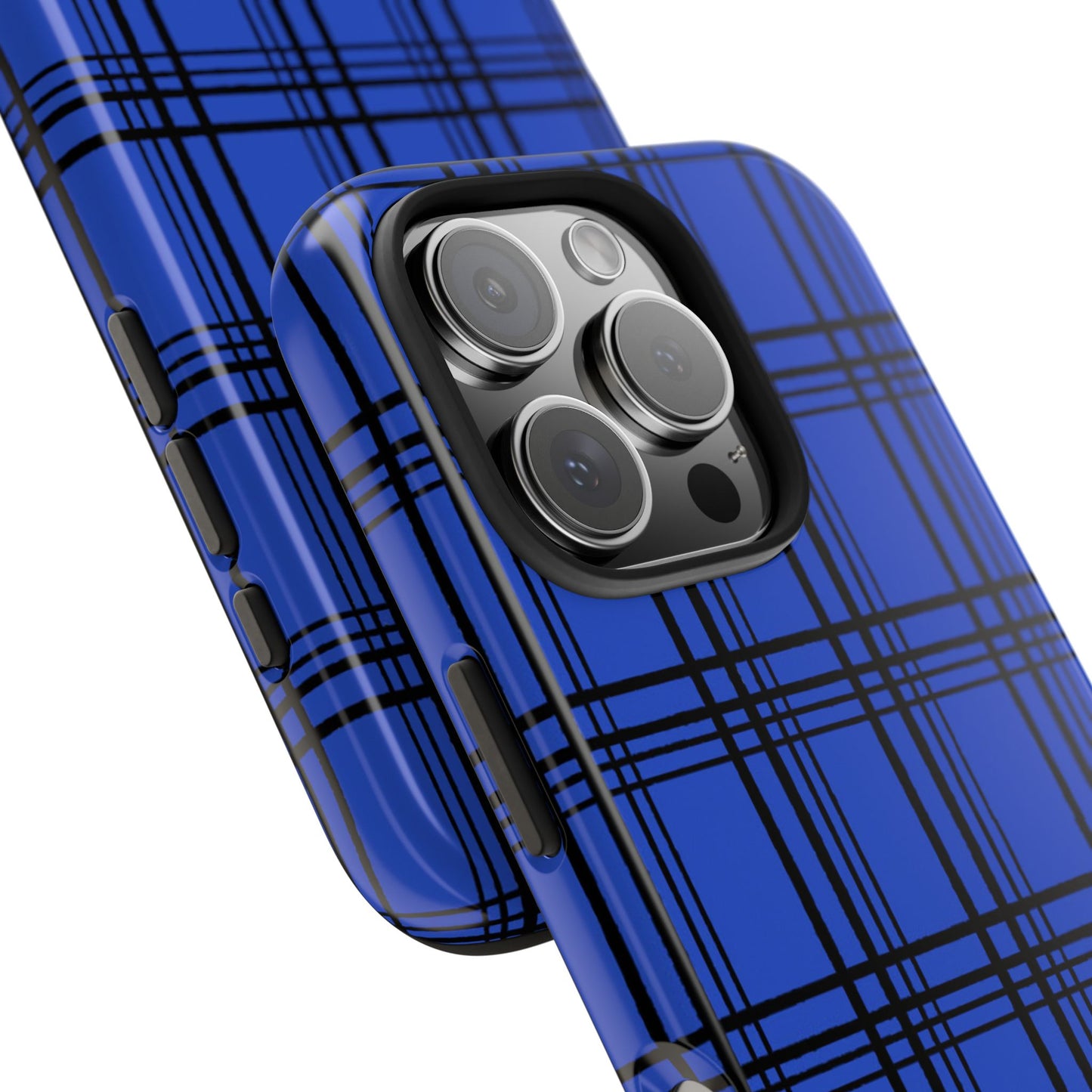 Glad Plaid Blue / Black Phone Case