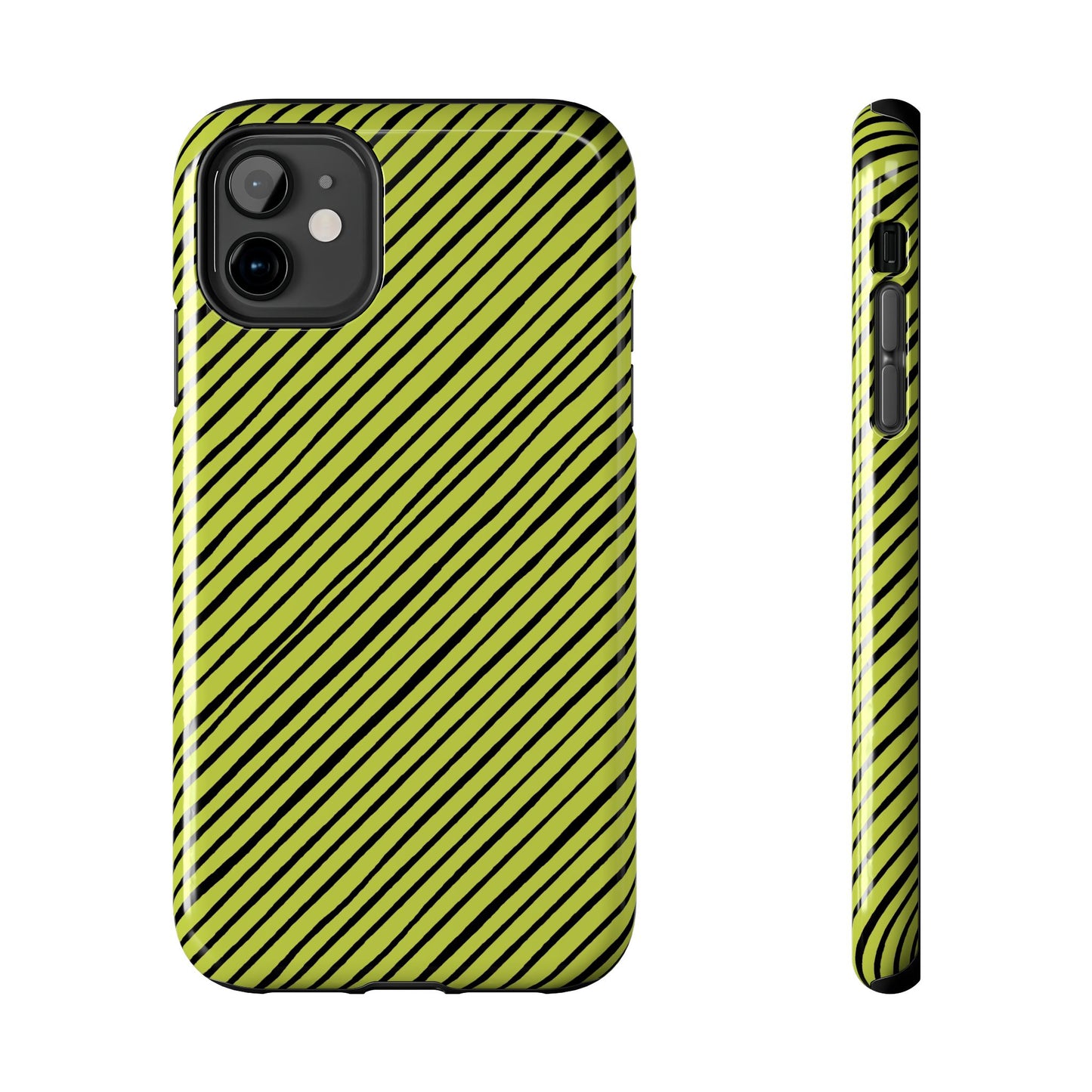 Quirky Bias Stripe Green / Black Phone Case