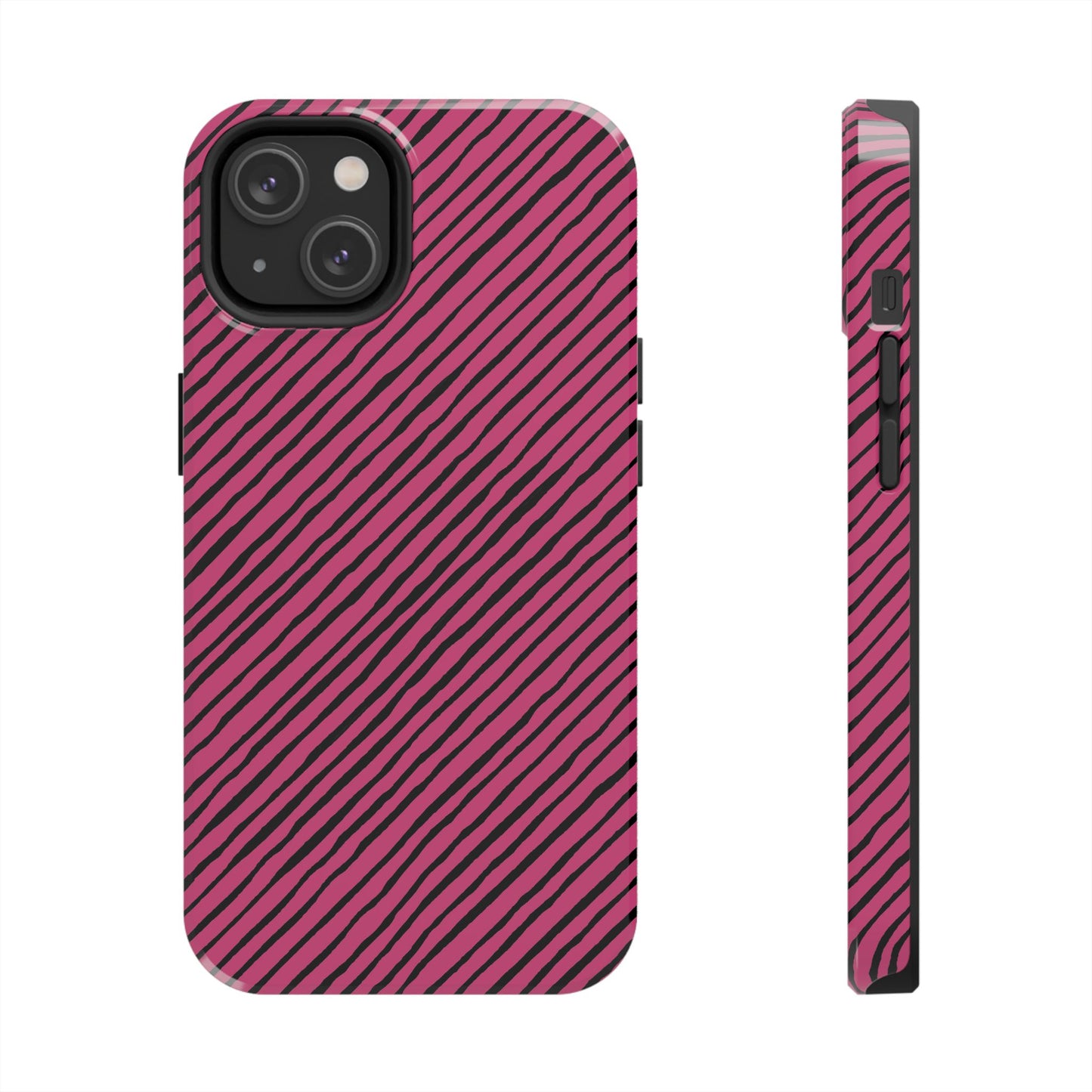 Quirky Bias Stripe Magenta / Black Phone Case