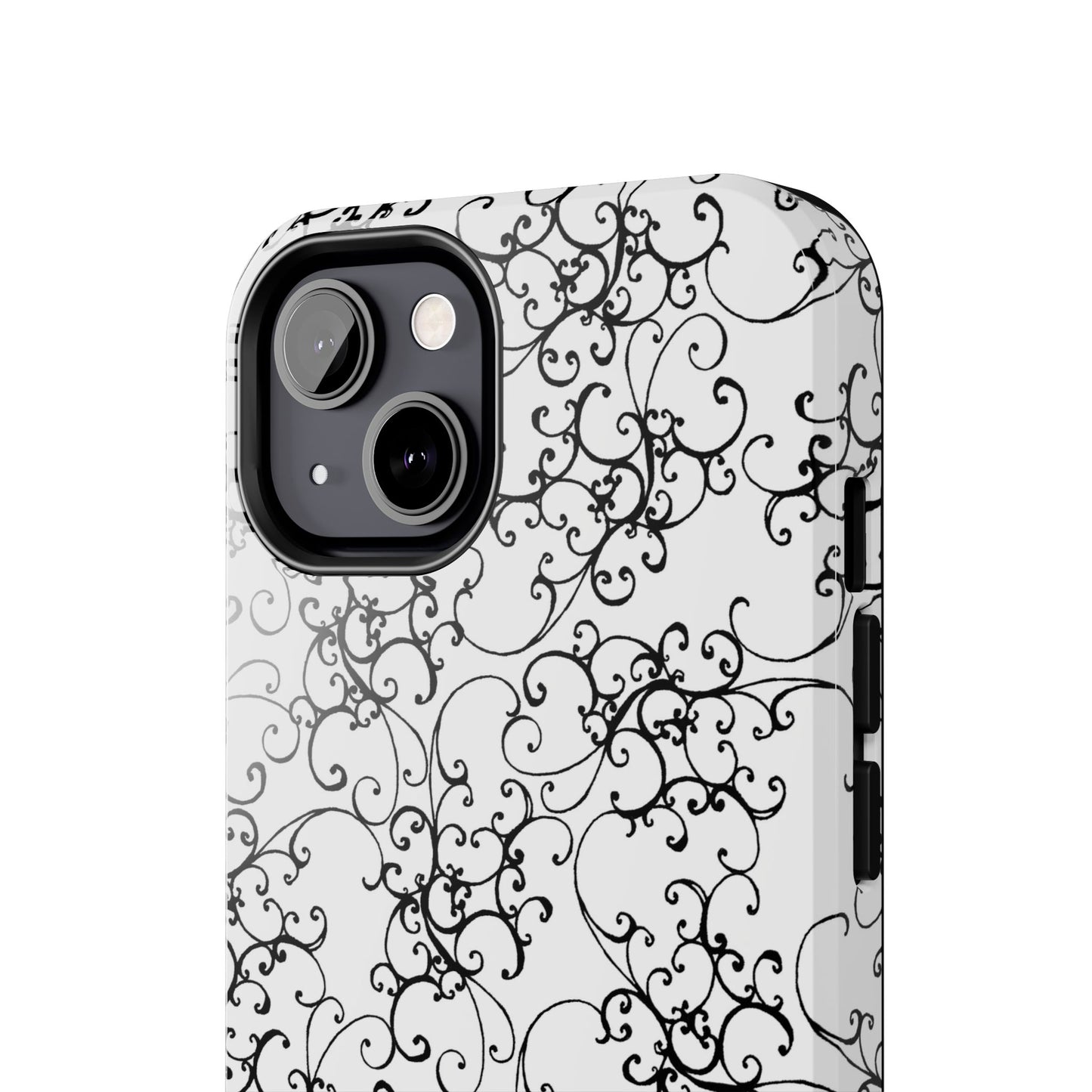 Elegant Scroll White / Black Phone Case