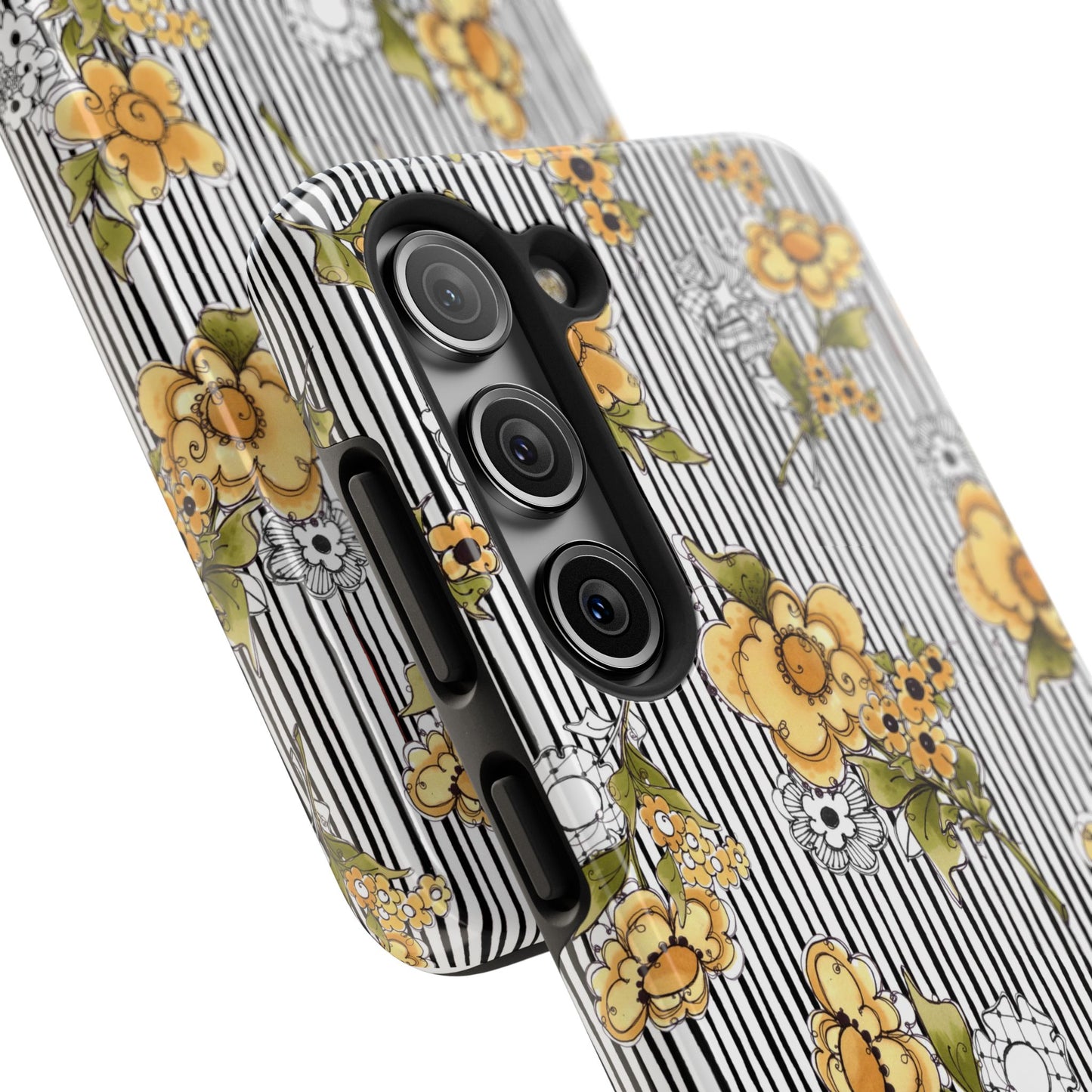 Bee Floral White / Black Phone Case
