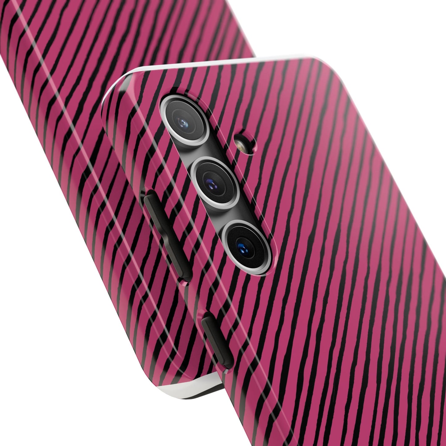 Quirky Bias Stripe Magenta / Black Phone Case