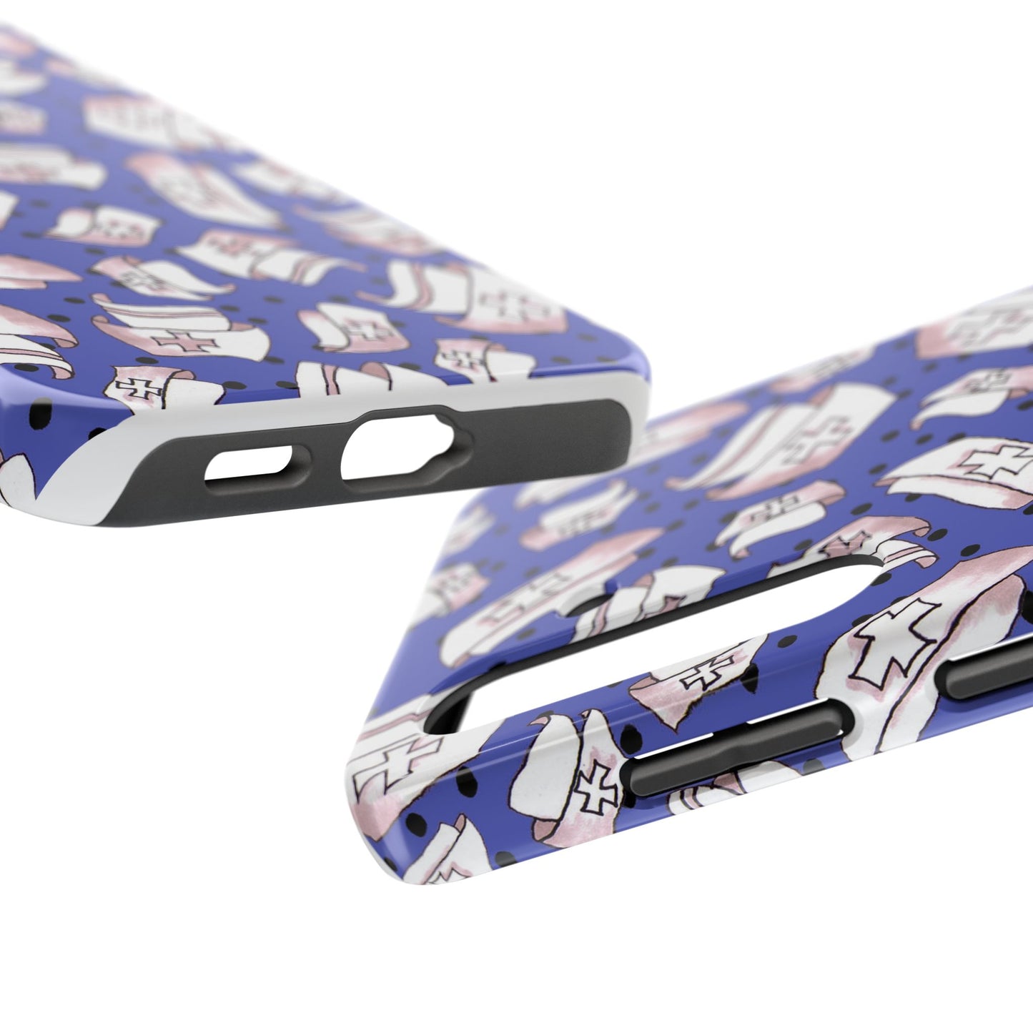 Med Hats Blue / Black Phone Case