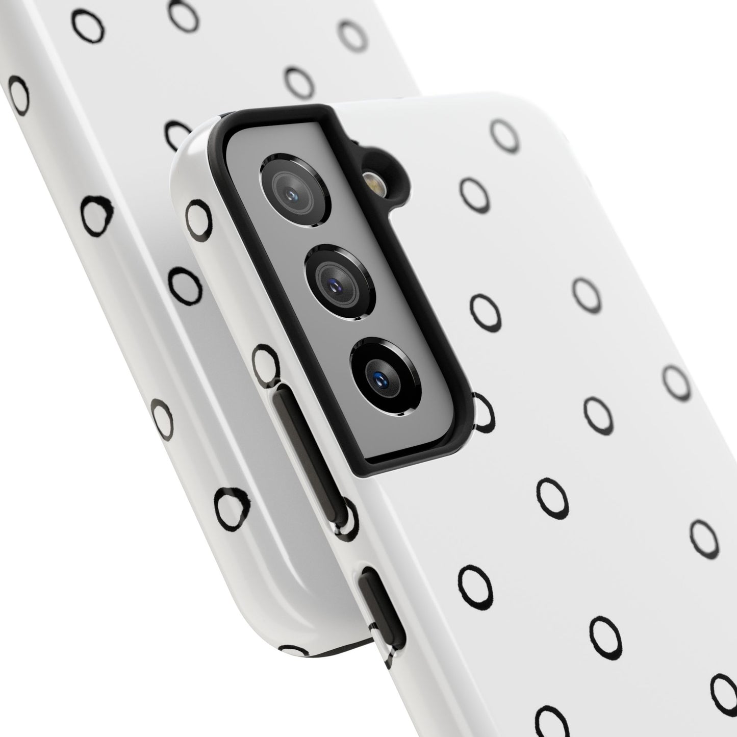 Open Dots White / Black Phone Case