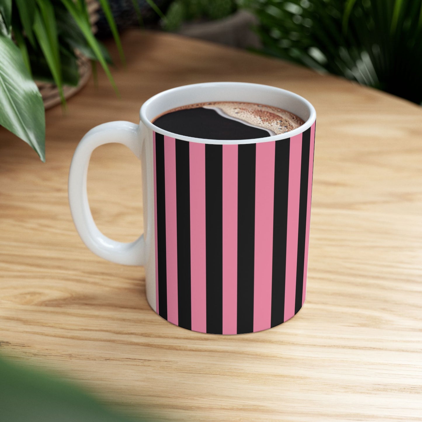 Vertical Stripe Pink / Black Cup