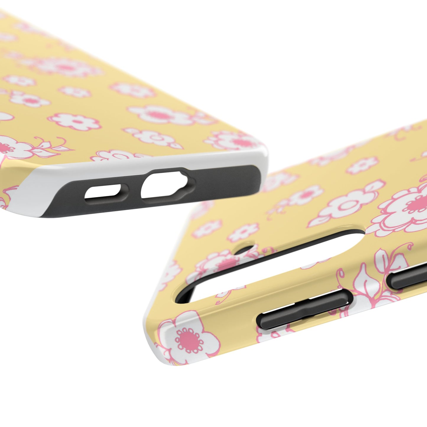 Pink Posies Yellow Phone Case