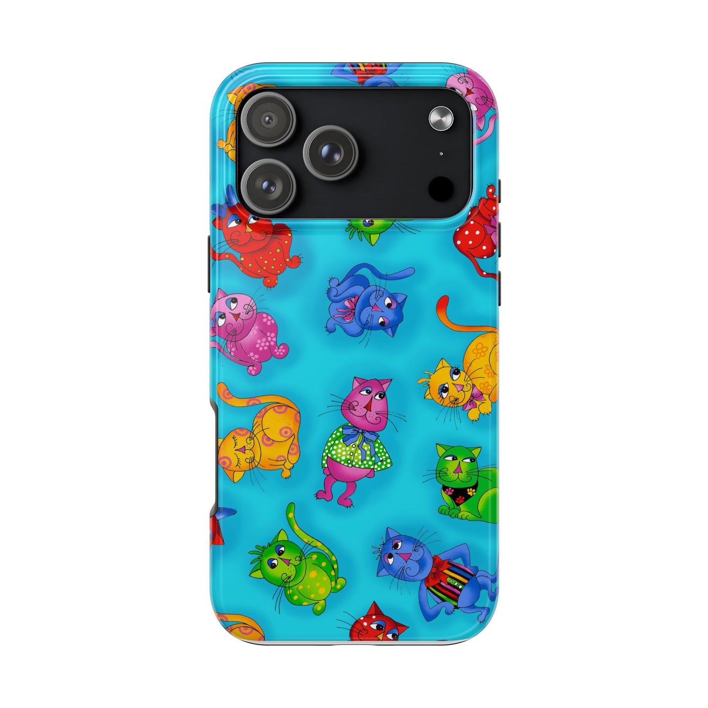 Tossed Cool Cats Turquoise Phone Case