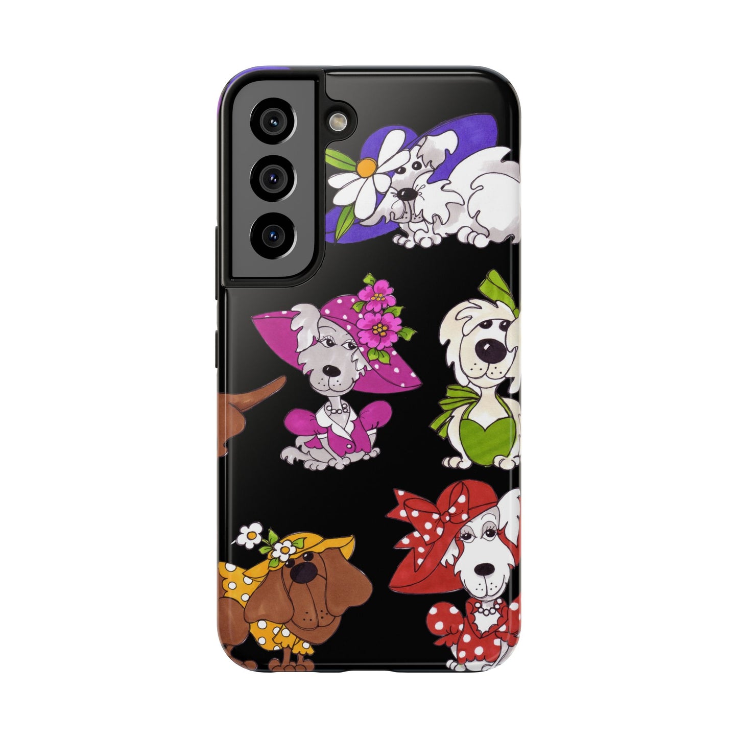 Fancy Dog Line Up Black Phone Case