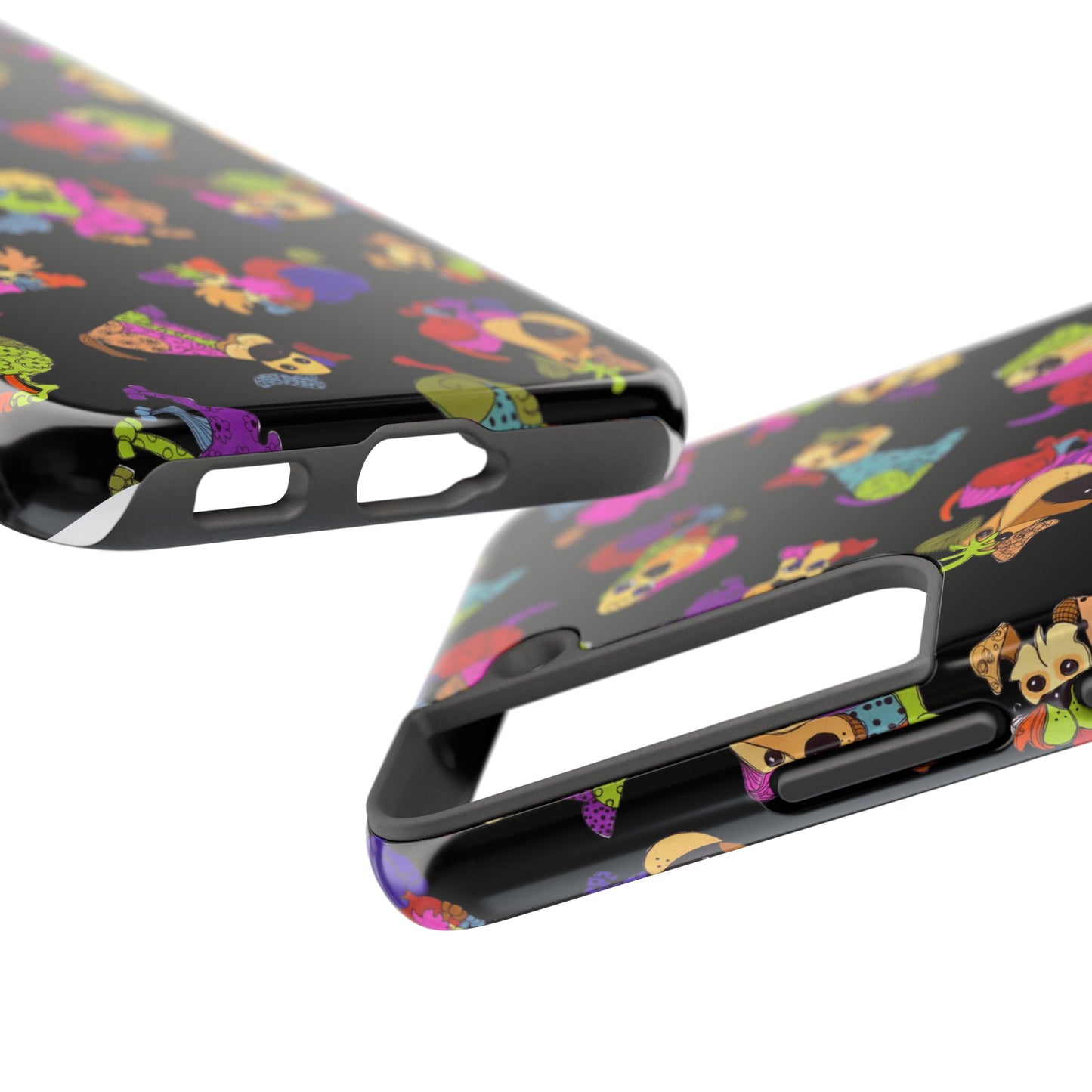 Tossed Happy Dogs Black Phone Case