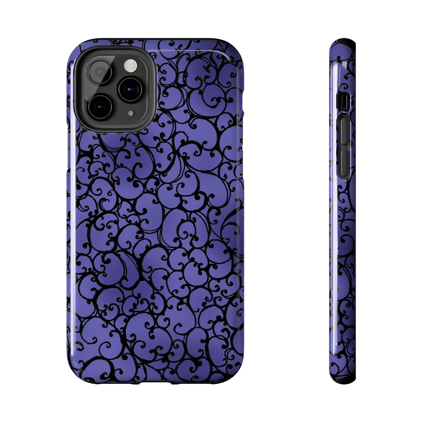 Scrollie Violet / Black Phone Case