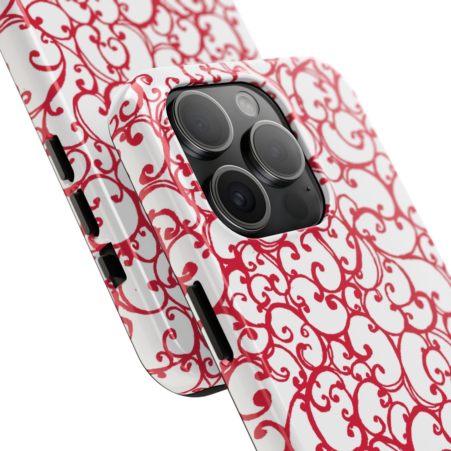 Scrollie White / Red Phone Case