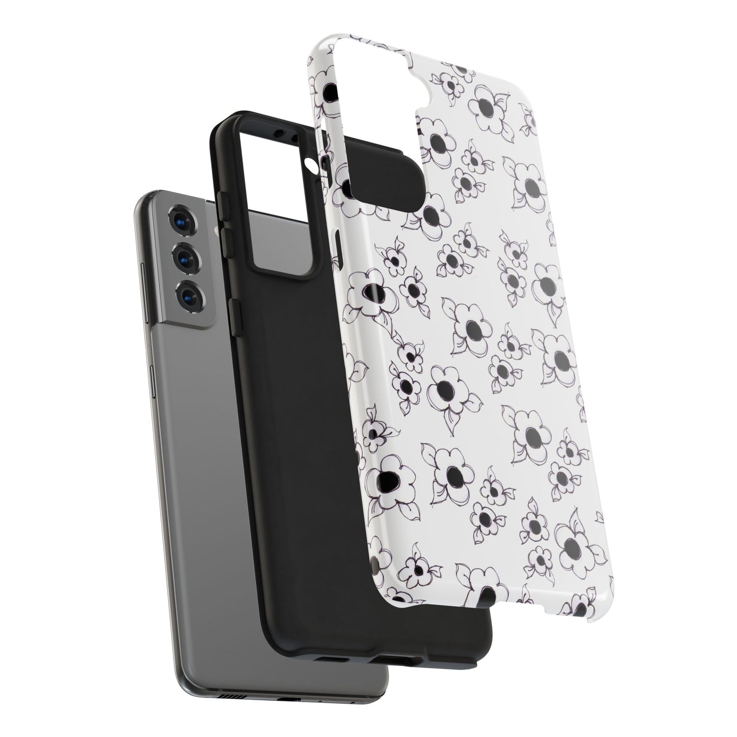 Daisy Cluster White / Black Phone Case