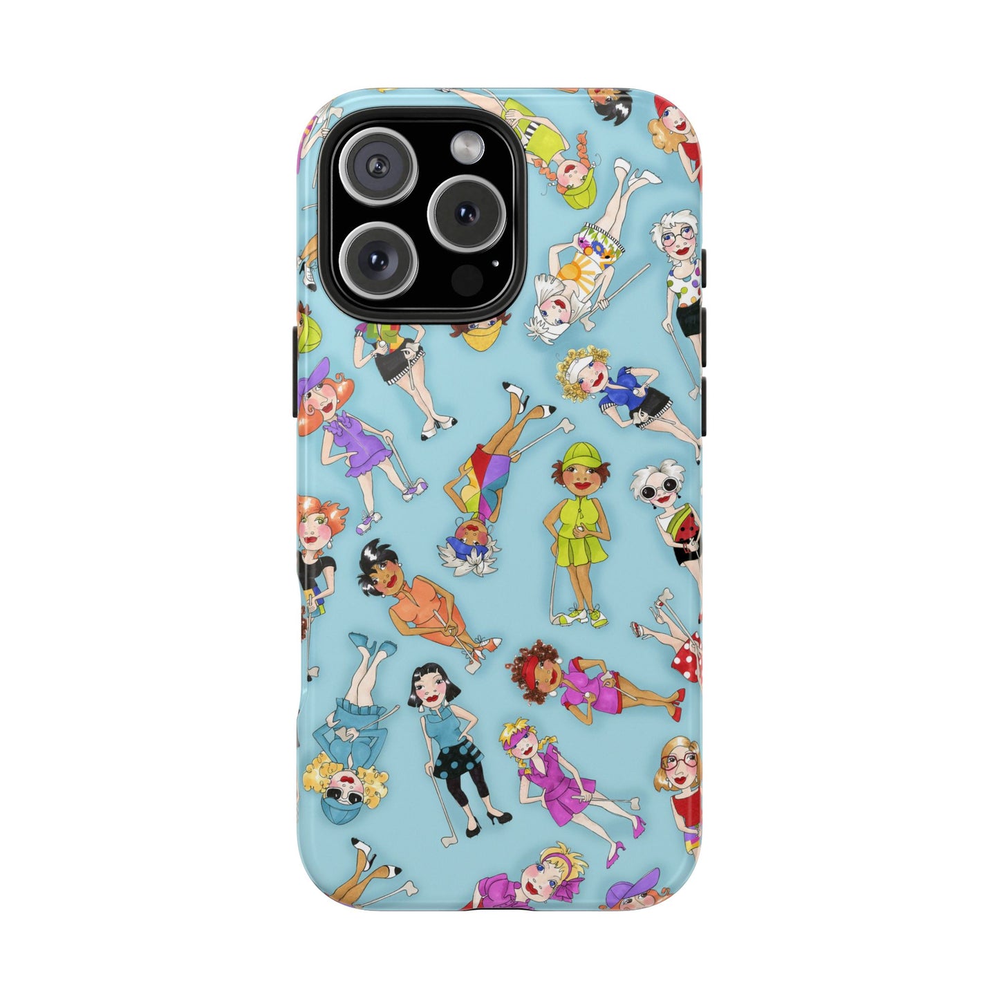 Tossed Golfer Girls Turquoise Phone Case