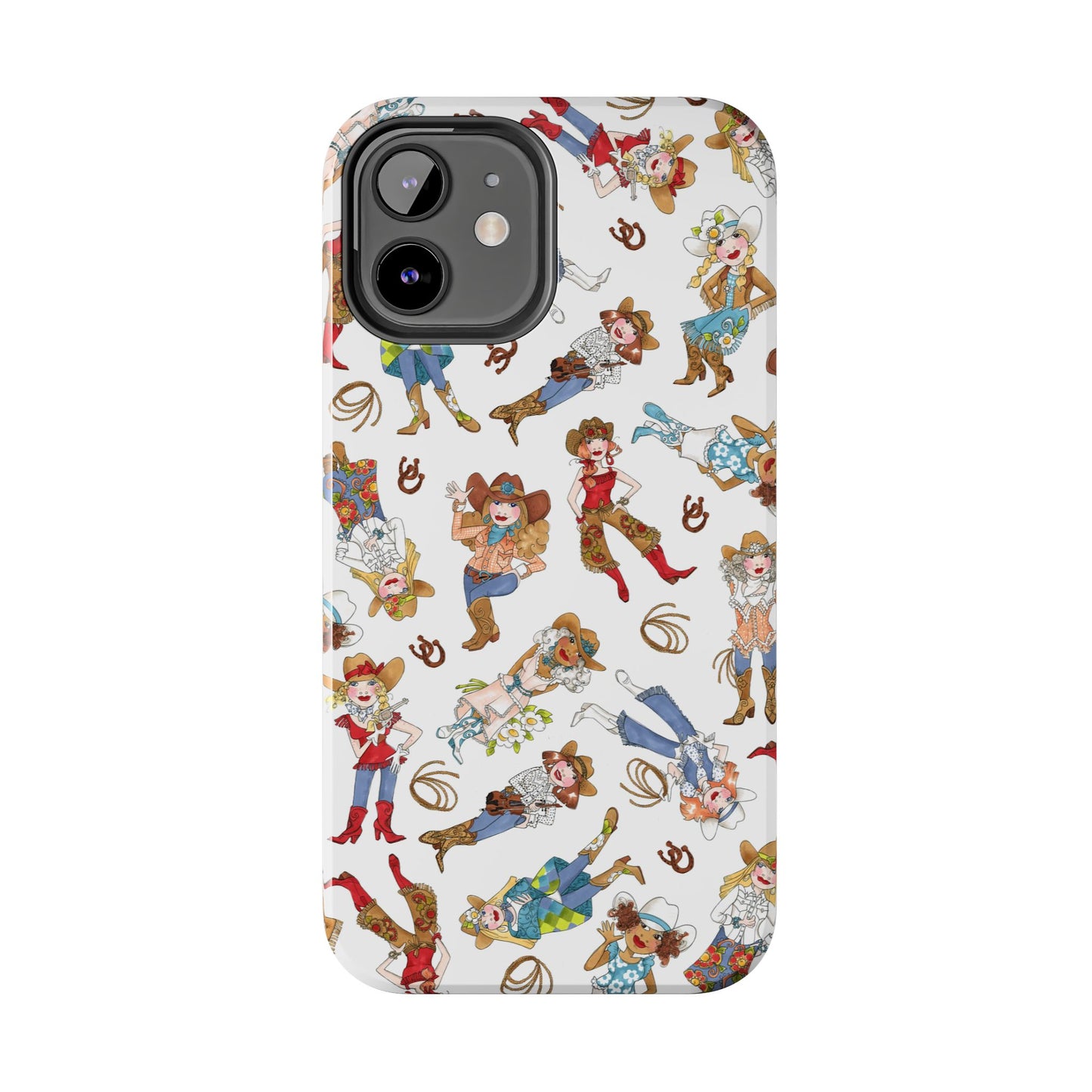 Tossed Cowgirls White Phone Case