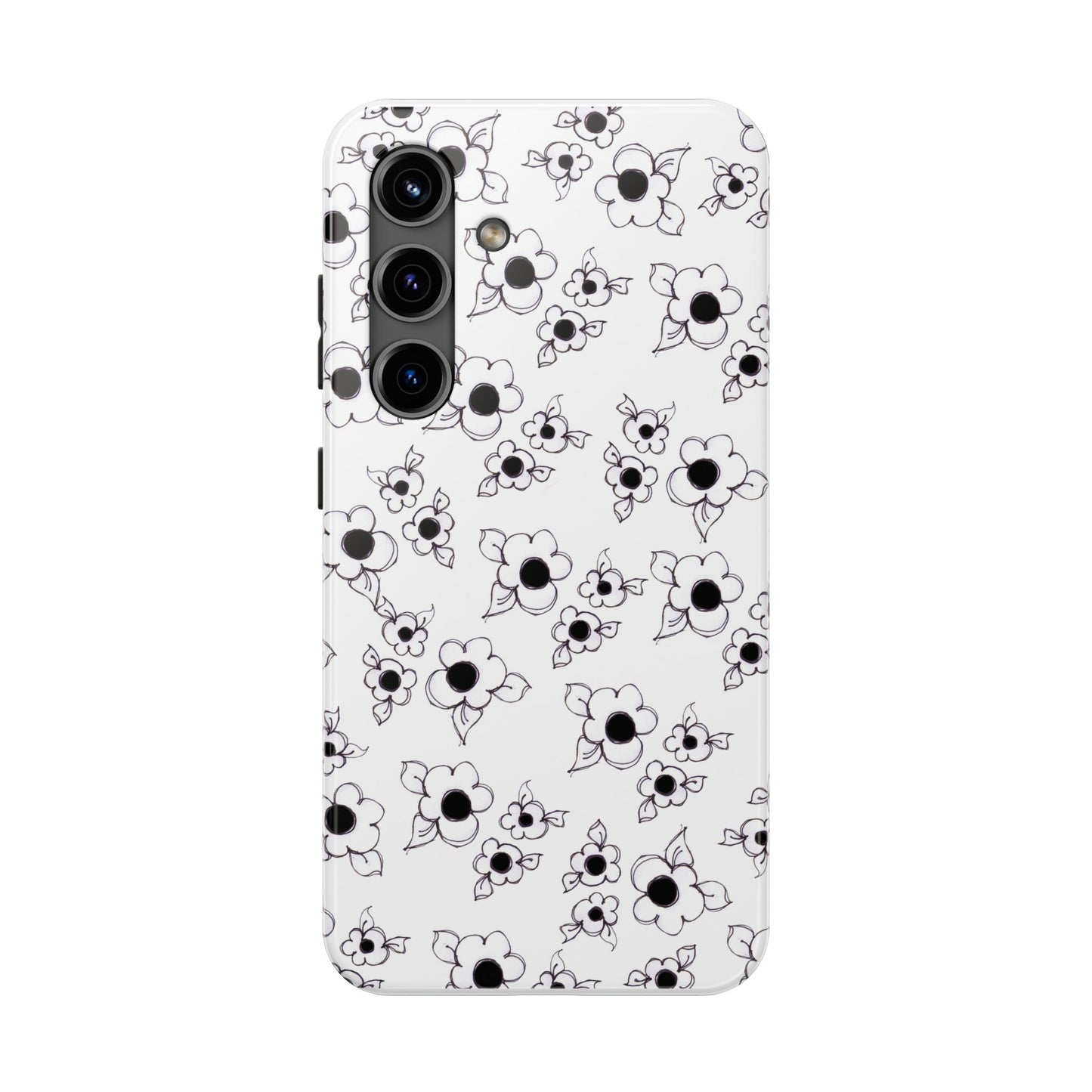 Daisy Cluster White / Black Phone Case