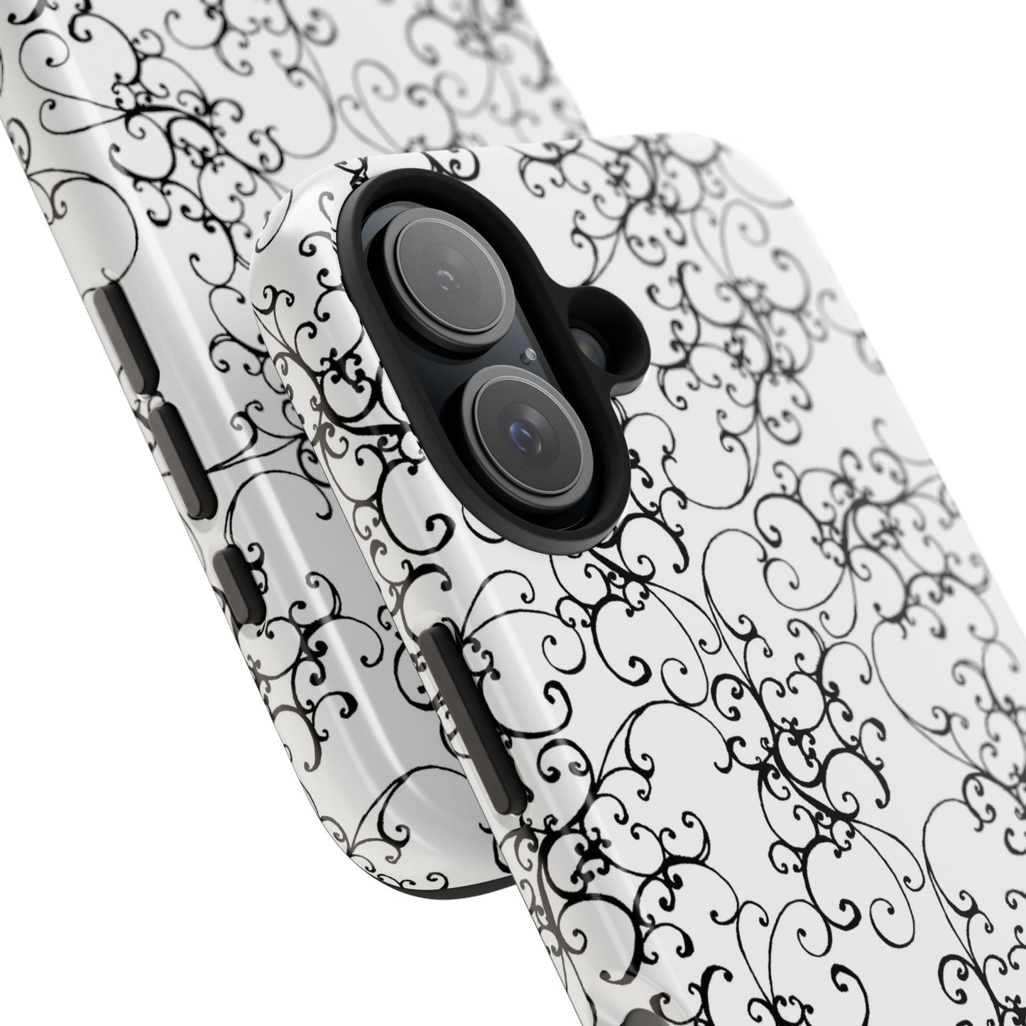 Elegant Scroll White / Black Phone Case