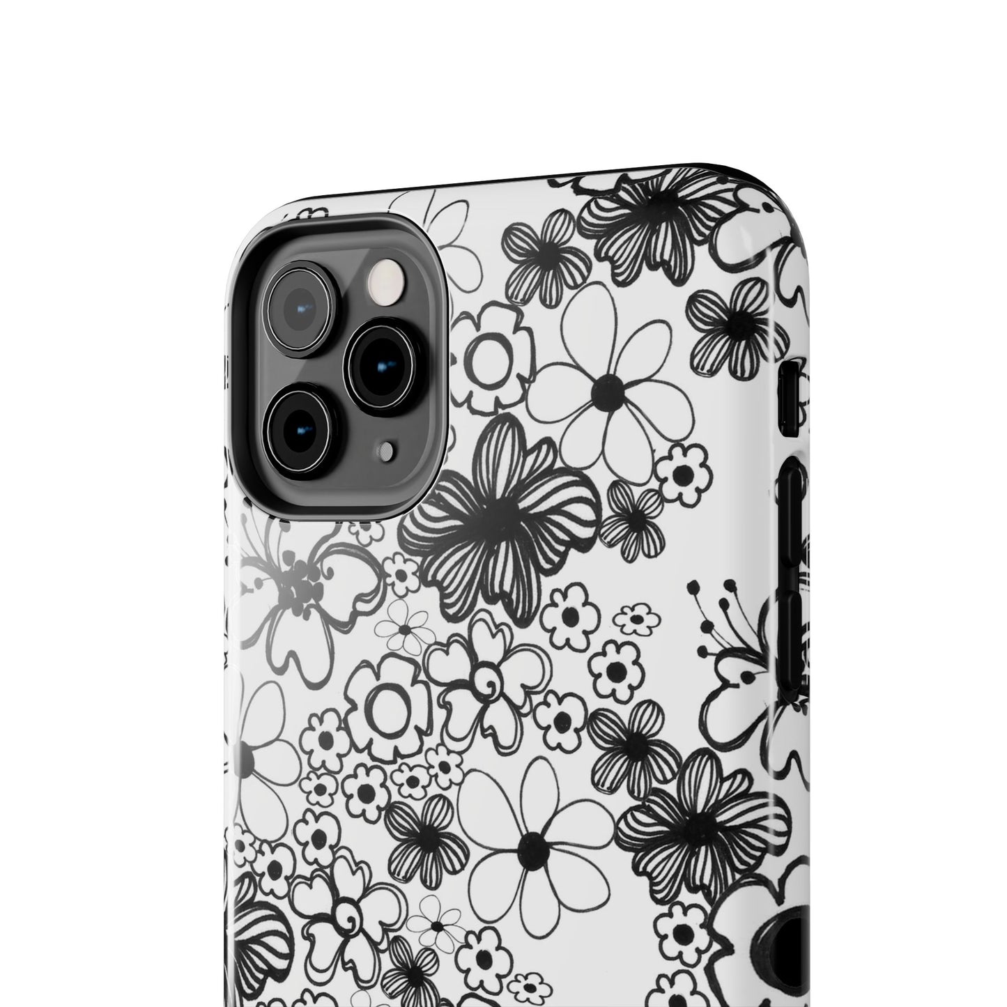 White and Black Flowers Phone Case