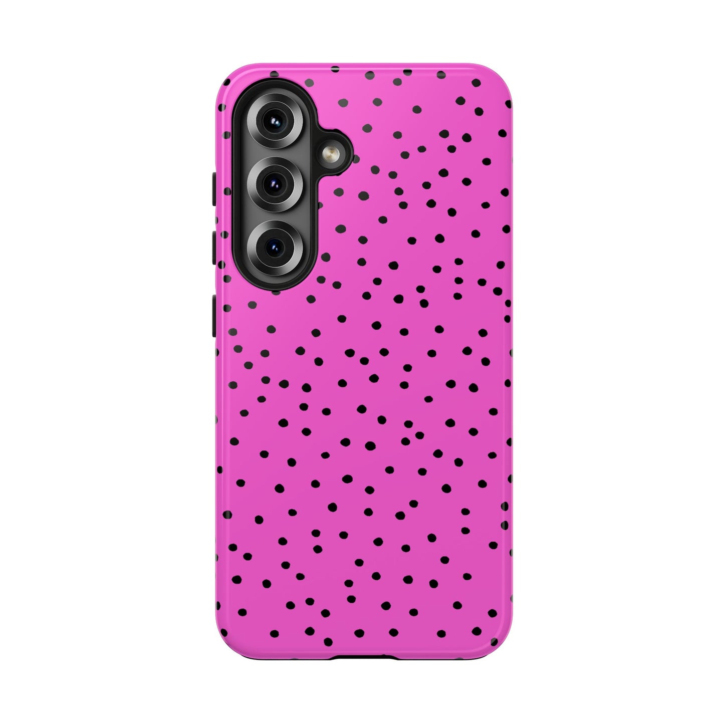 Dinky Dots Cerise / Black Phone Case