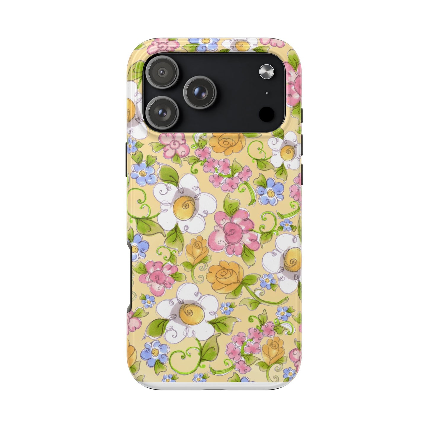 Flower Frolic Yellow Phone Case