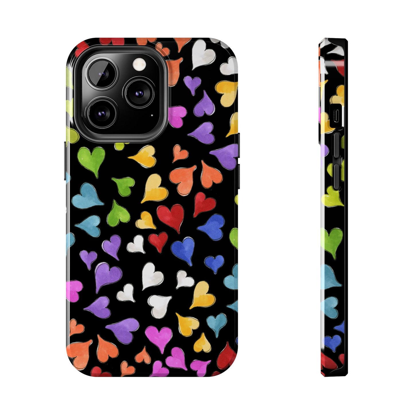 Happy Hearts Black Phone Case