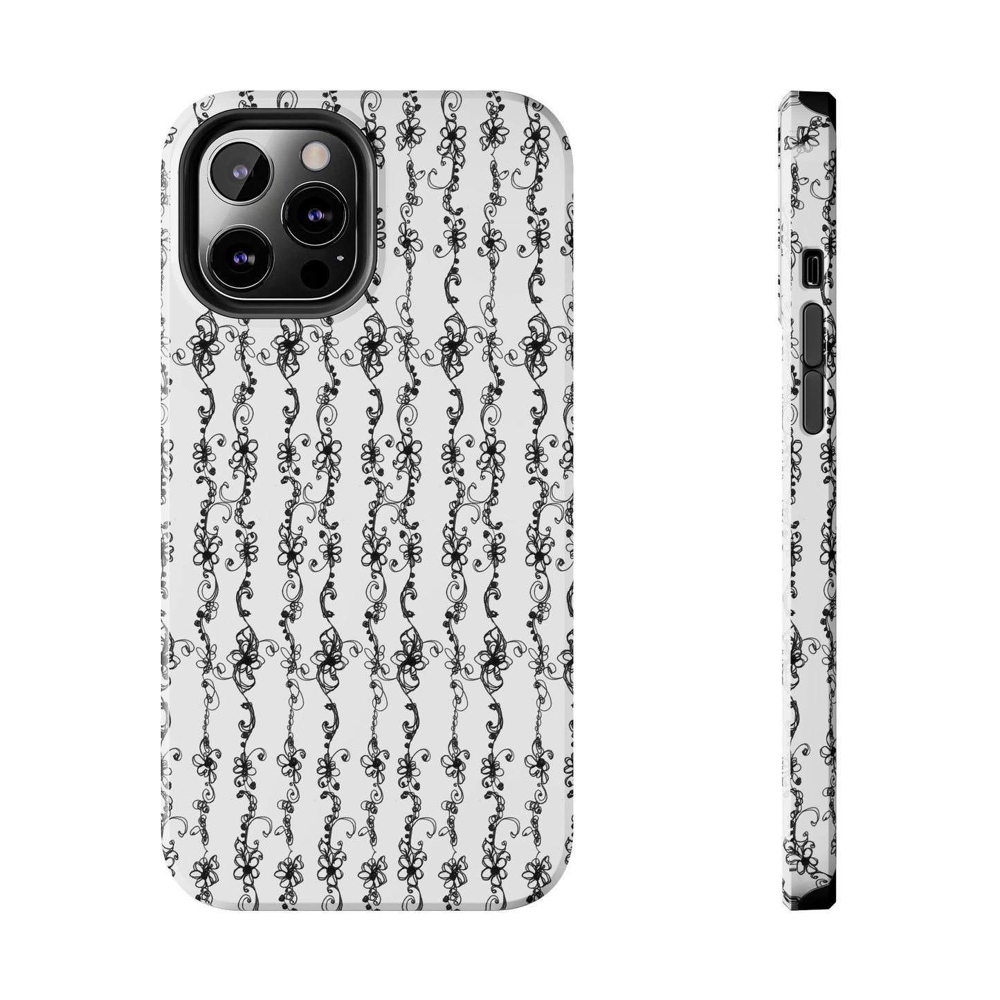 Flower Scroll Stripe Phone Case
