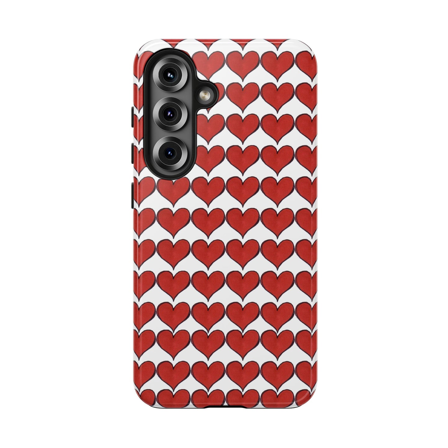 Heartbeats White / Red Phone Case