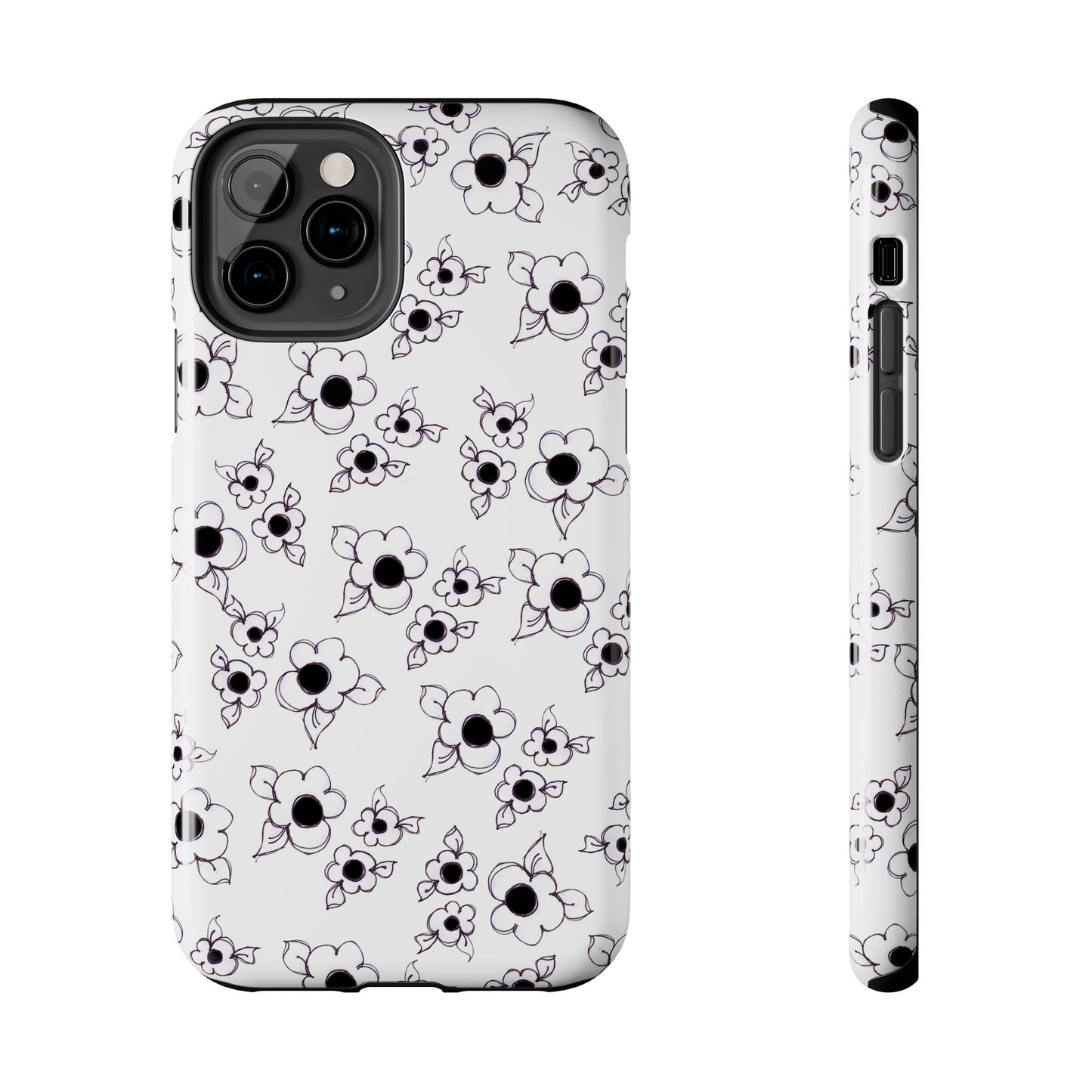 Daisy Cluster White / Black Phone Case