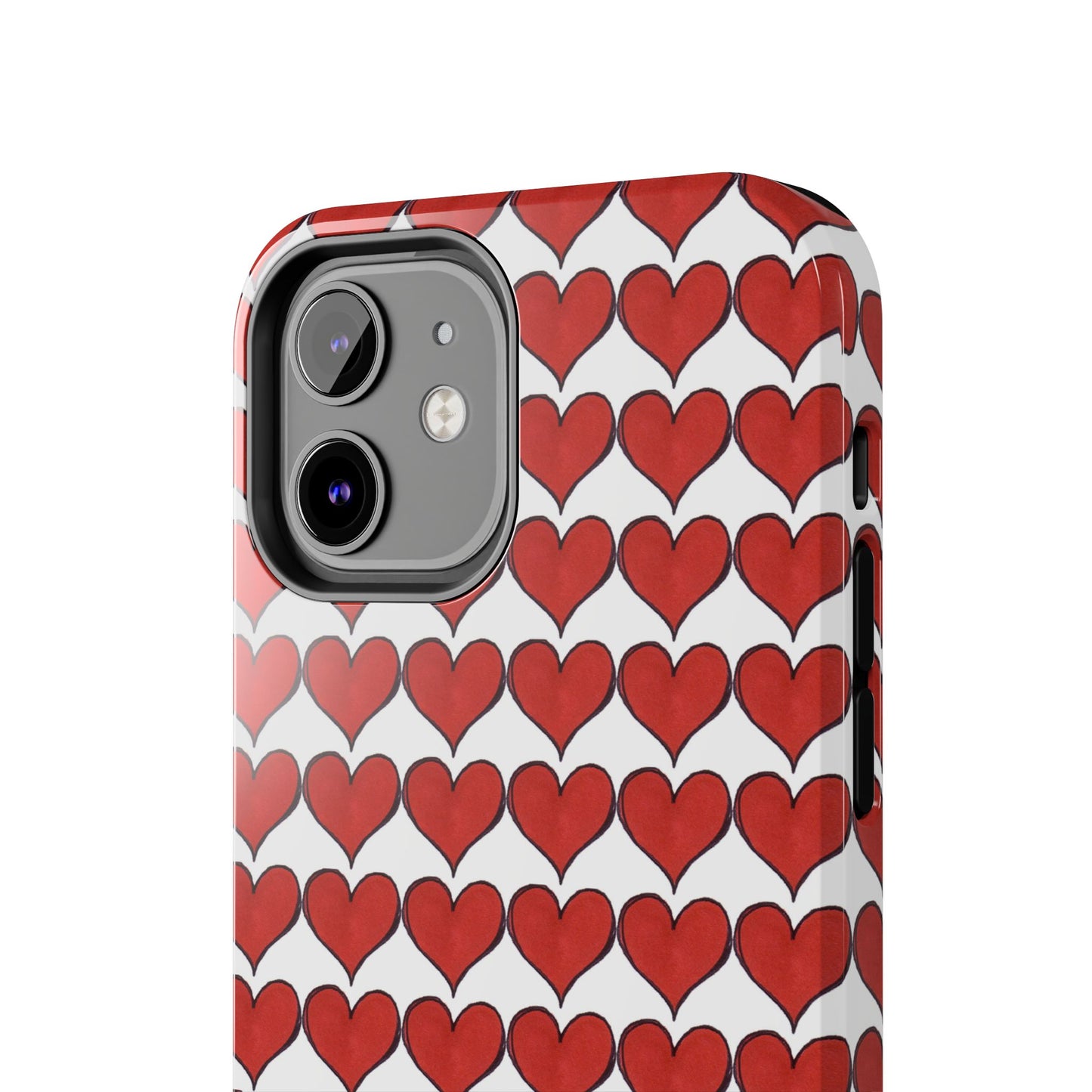 Heartbeats White / Red Phone Case